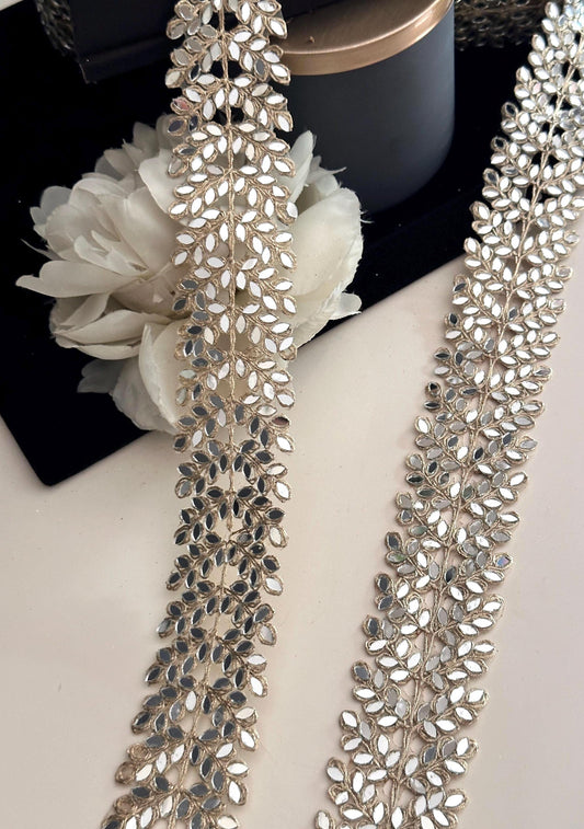 Mirror Cutwork Vine Border Metallic Gold