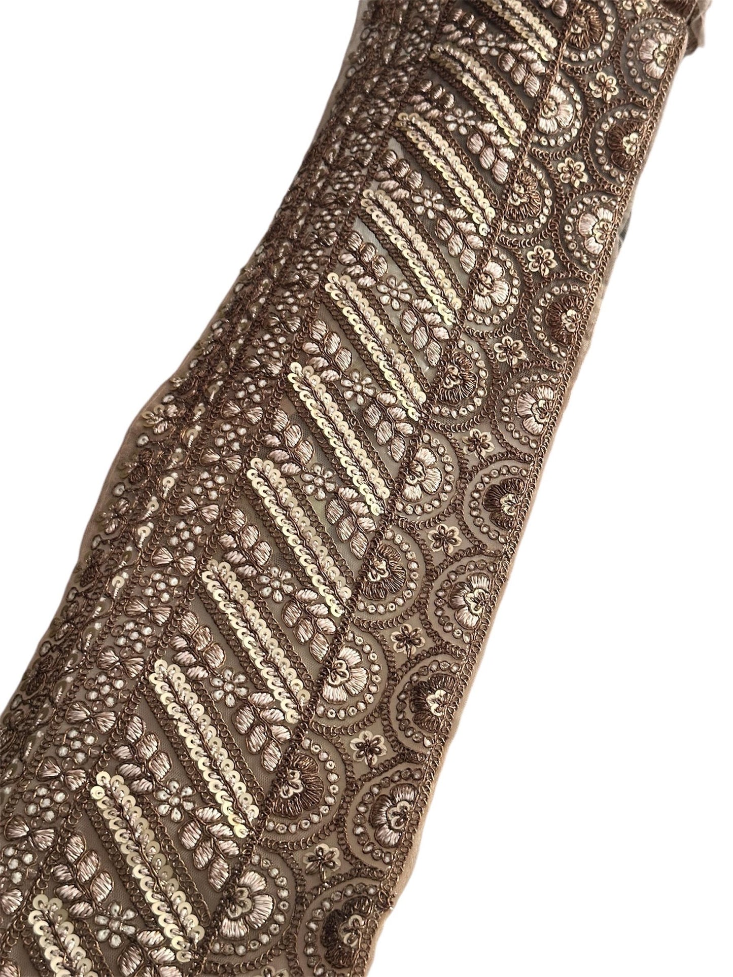 Veil Wedding Lace Light Gold Sequin Broad Lace Bridal Veil Trim Zari Thread work Lace Trim