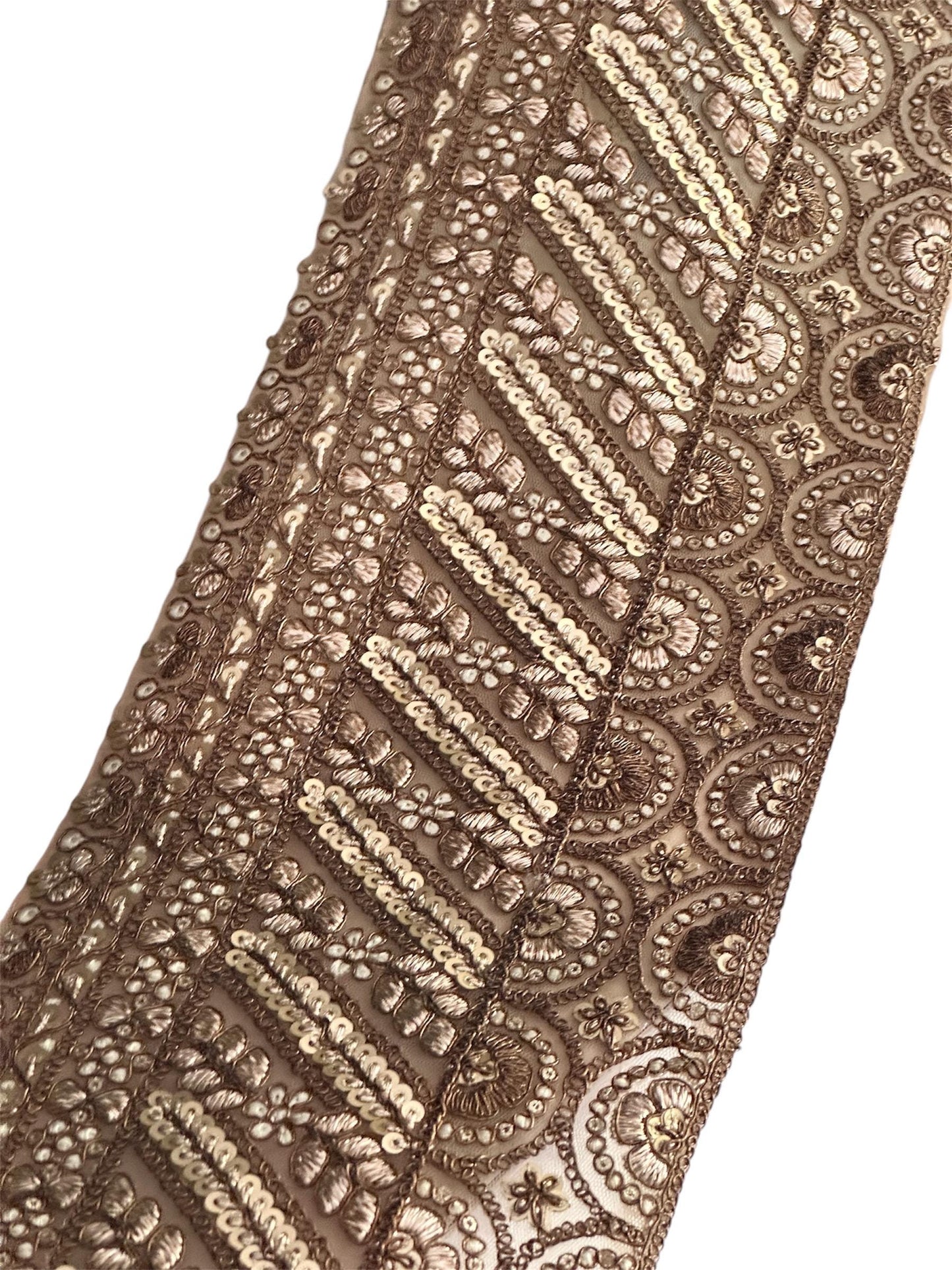 Veil Wedding Lace Light Gold Sequin Broad Lace Bridal Veil Trim Zari Thread work Lace Trim