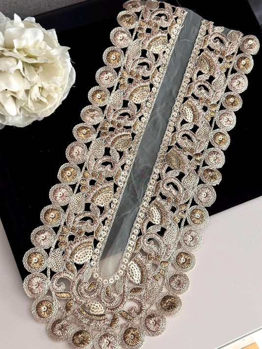 Indian Embroidered Zari Patch Rose Gold