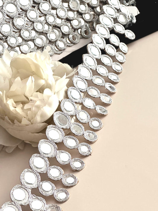 Cutwork Mirror Belt Lace Silver