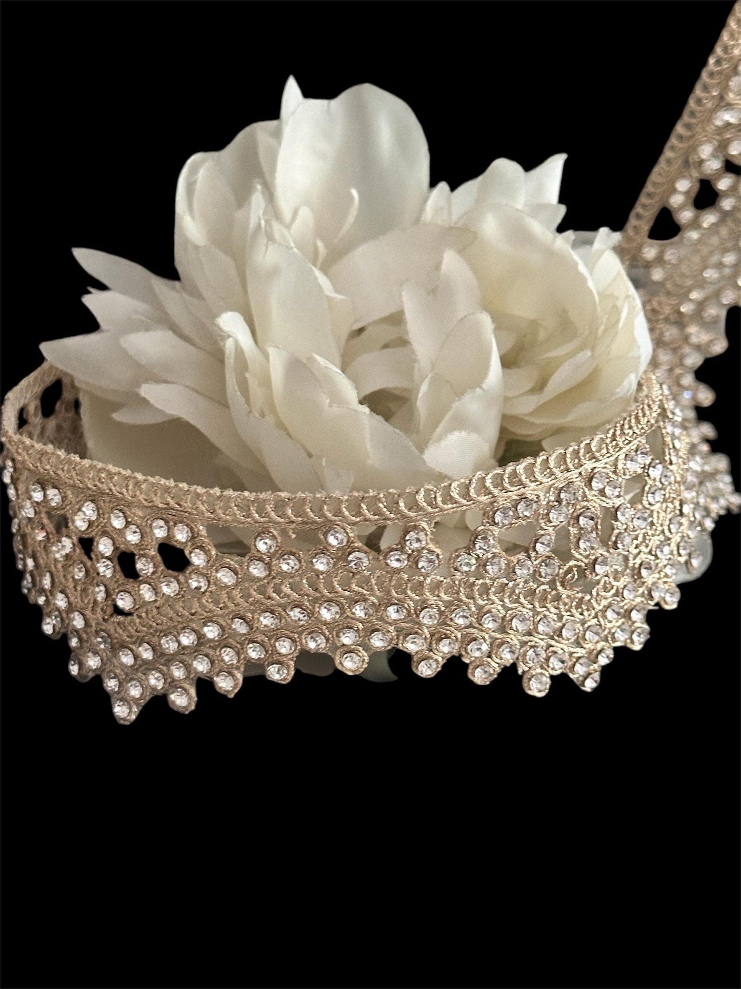 RhineStone Bridal Headpiece & Wedding Veil Trim Fabric Rhinestone Waist Band