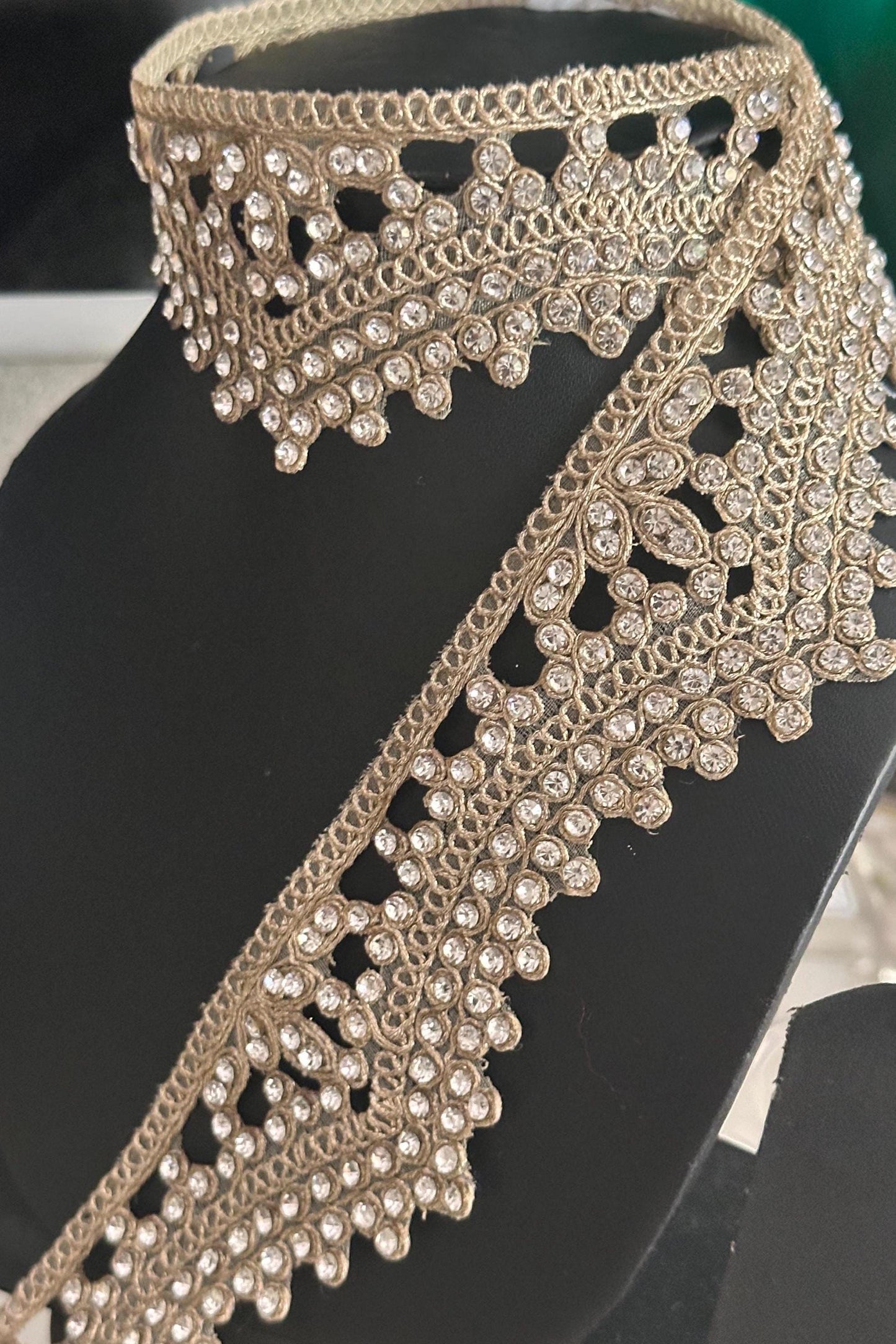 RhineStone Bridal Headpiece & Wedding Veil Trim Fabric Rhinestone Waist Band