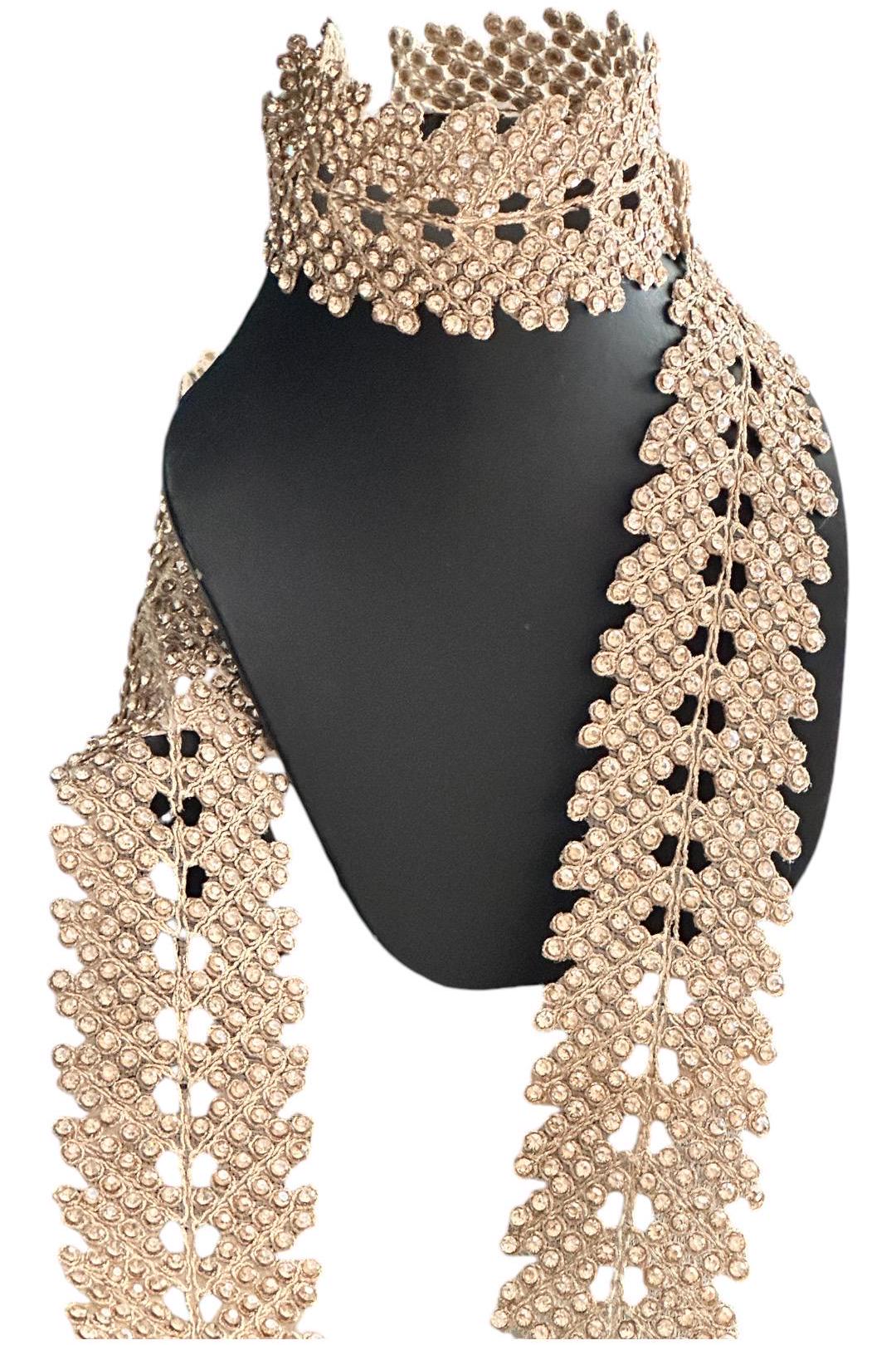 Fabric mirror broad Gold trim Rhinestones Trim Beaded Lace Embellished Broad Lace