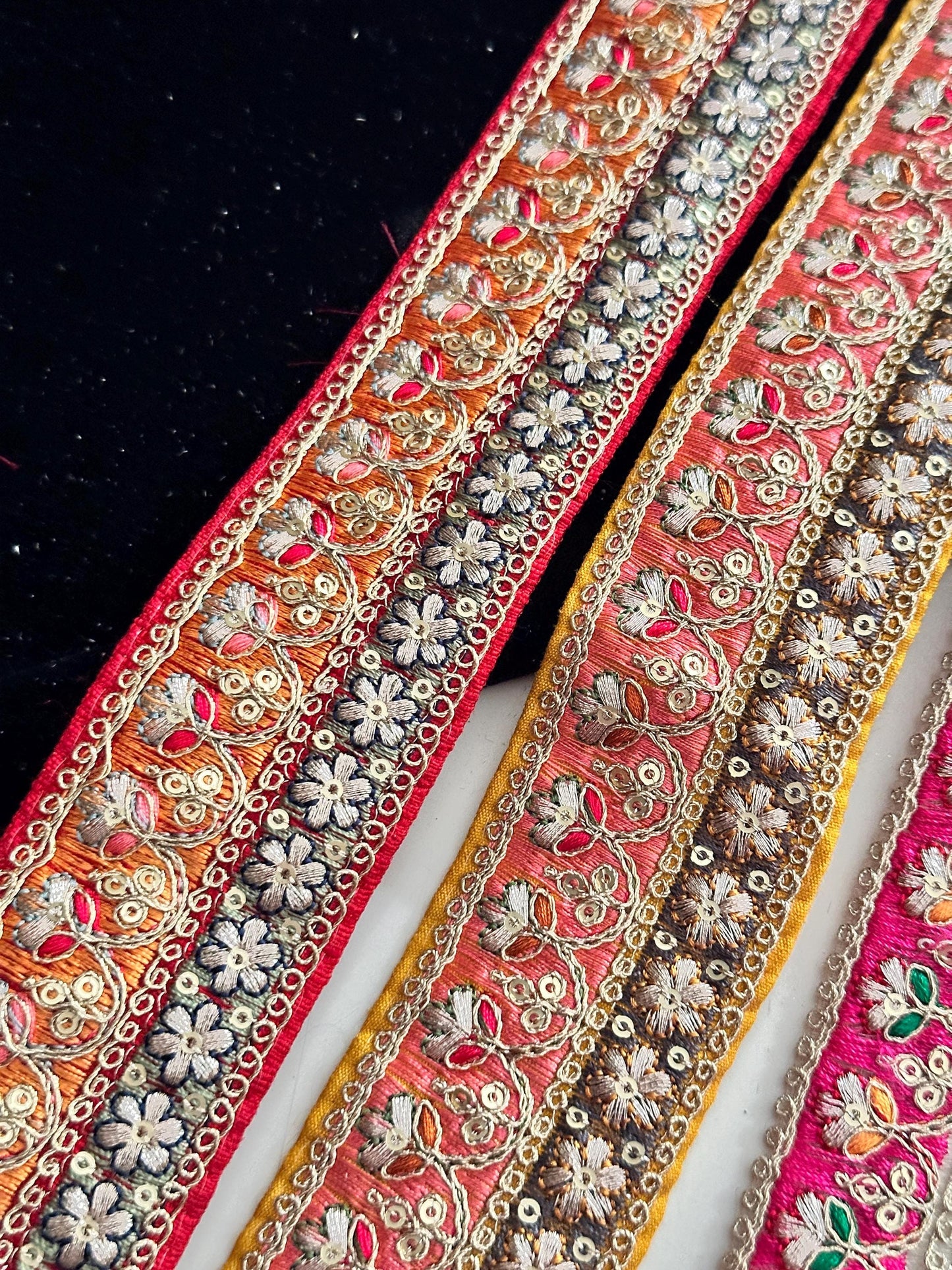 Bridal Traditional Indian Lace For Saree Lehnga Festive Night Zari Jewel Tone Border Trim