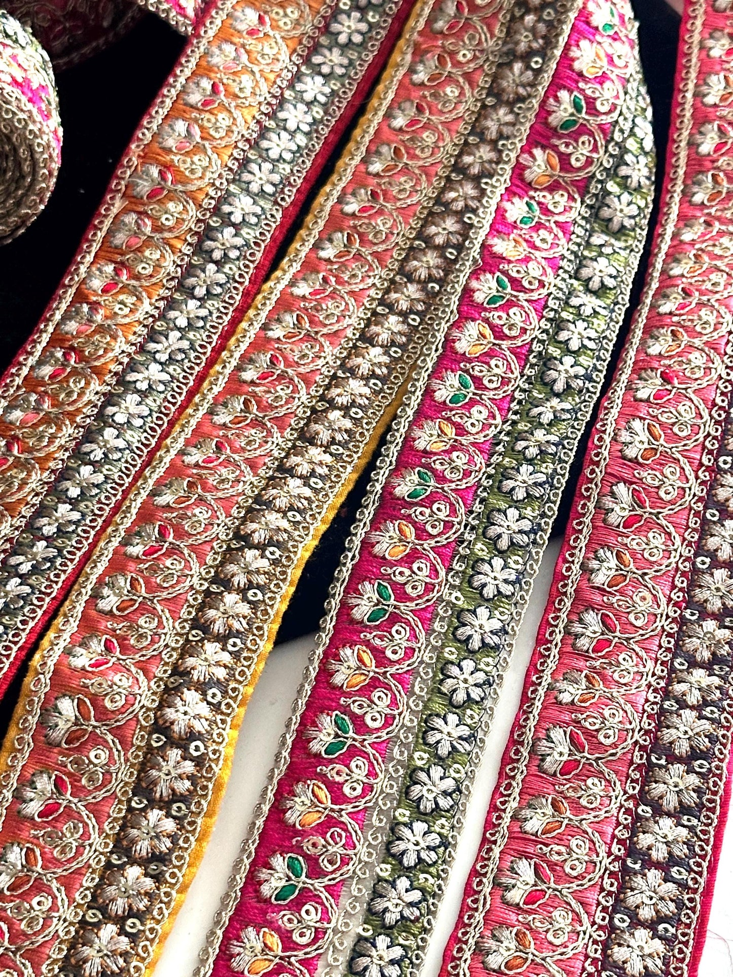 Bridal Traditional Indian Lace For Saree Lehnga Festive Night Zari Jewel Tone Border Trim