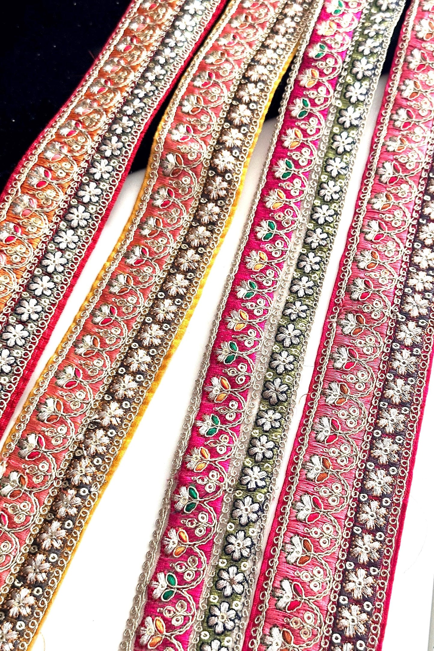 Bridal Traditional Indian Lace For Saree Lehnga Festive Night Zari Jewel Tone Border Trim