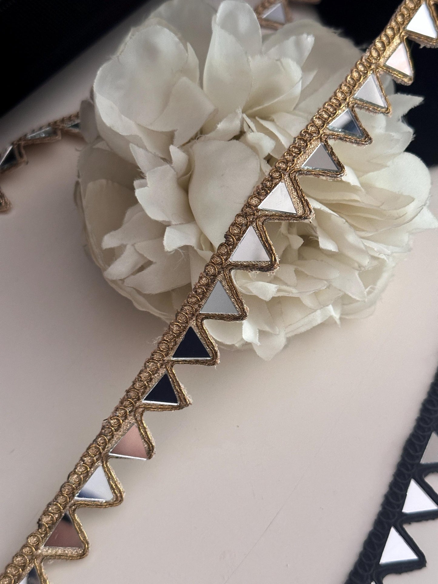 Mirror Trim Geometric Pattern Indian Embroidery Ribbon for Wedding Dress