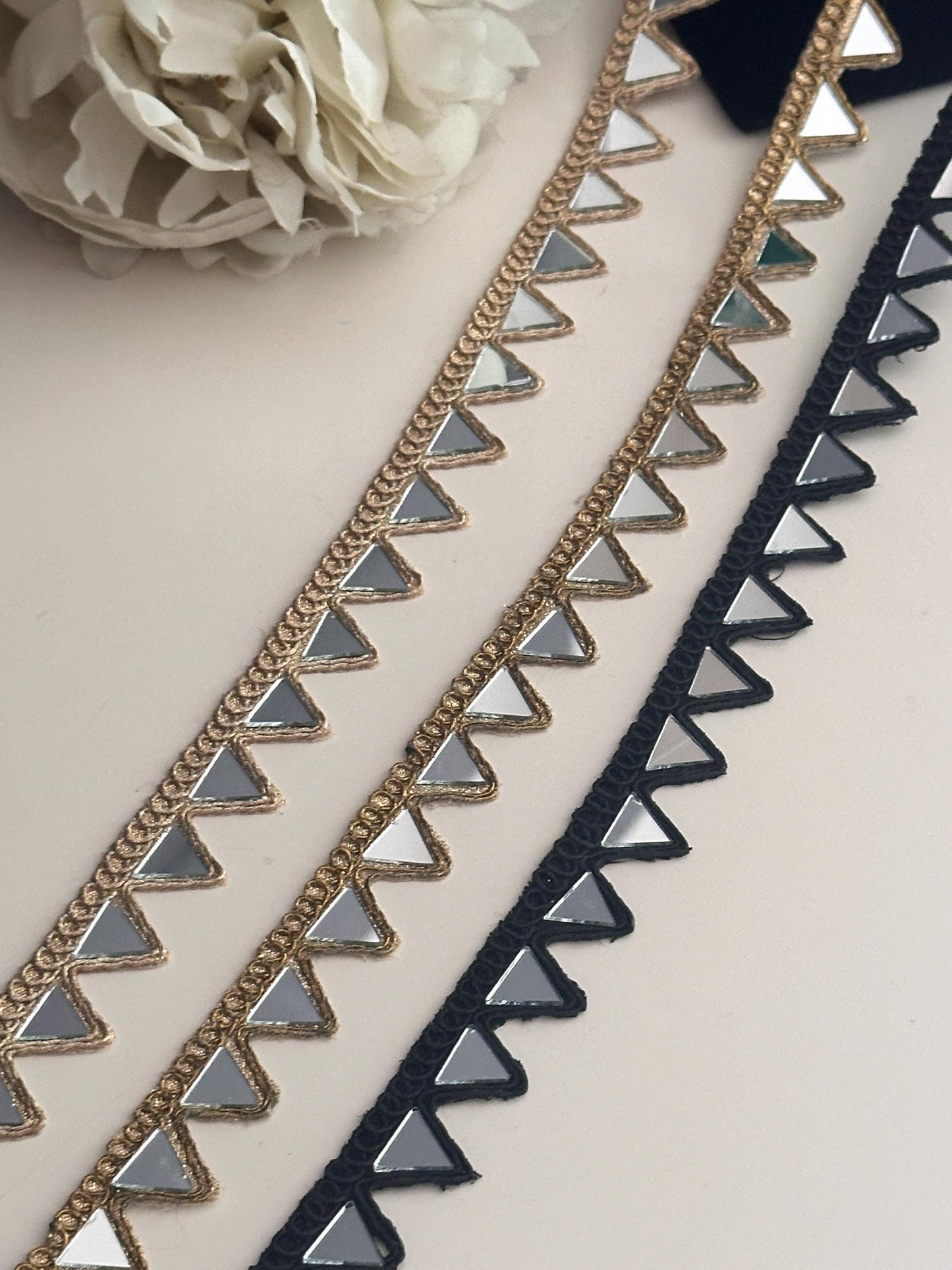 Mirror Trim Geometric Pattern Indian Embroidery Ribbon for Wedding Dress