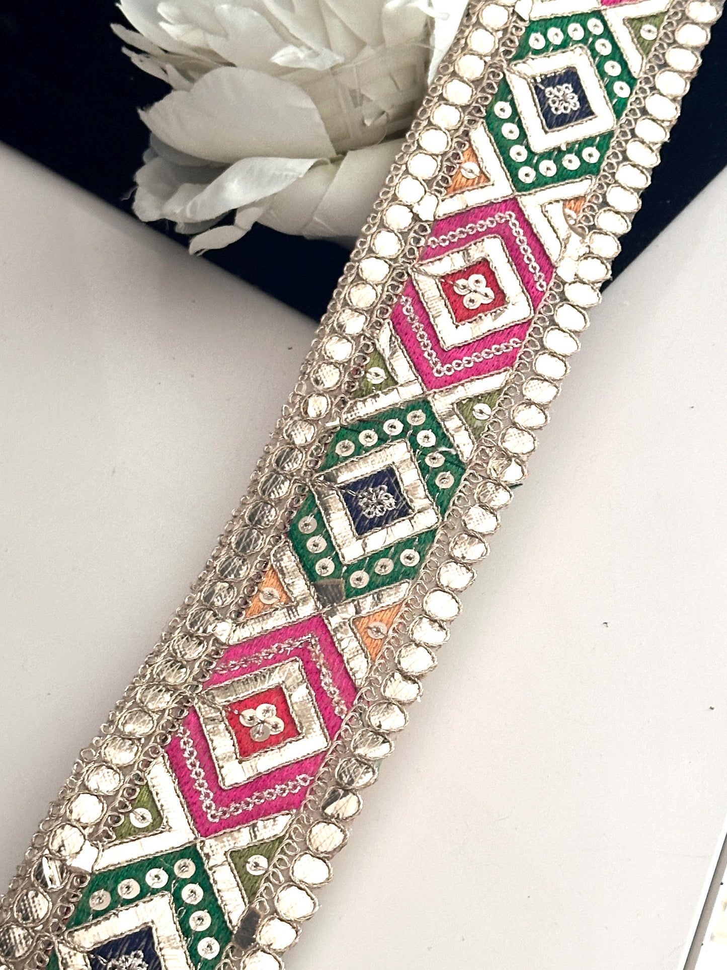 Gota Zari Handcrafted Colourful Indian Embroidery Trim Traditional Gota Work 6.5cm