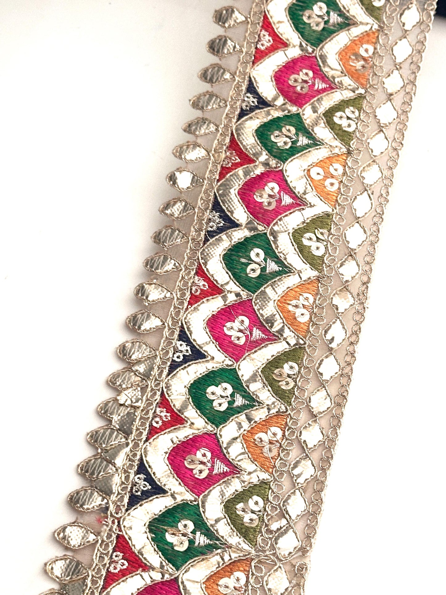 Gota Zari Sequence Taditional Indian Embroidery Trim 8cm for Sari Dupatta Borders