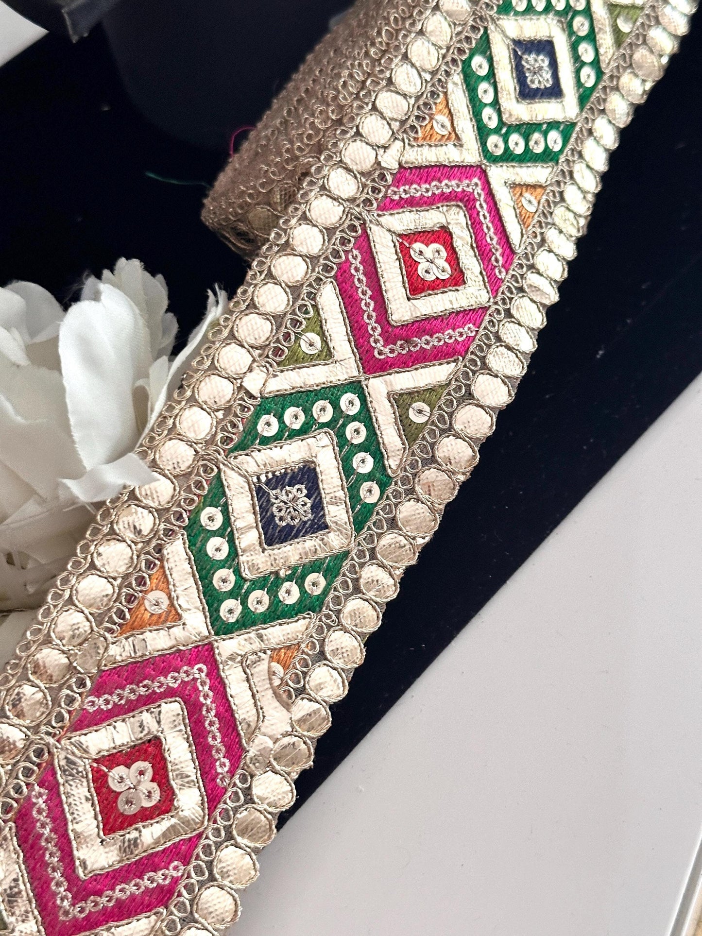 Gota Zari Handcrafted Colourful Indian Embroidery Trim Traditional Gota Work 6.5cm