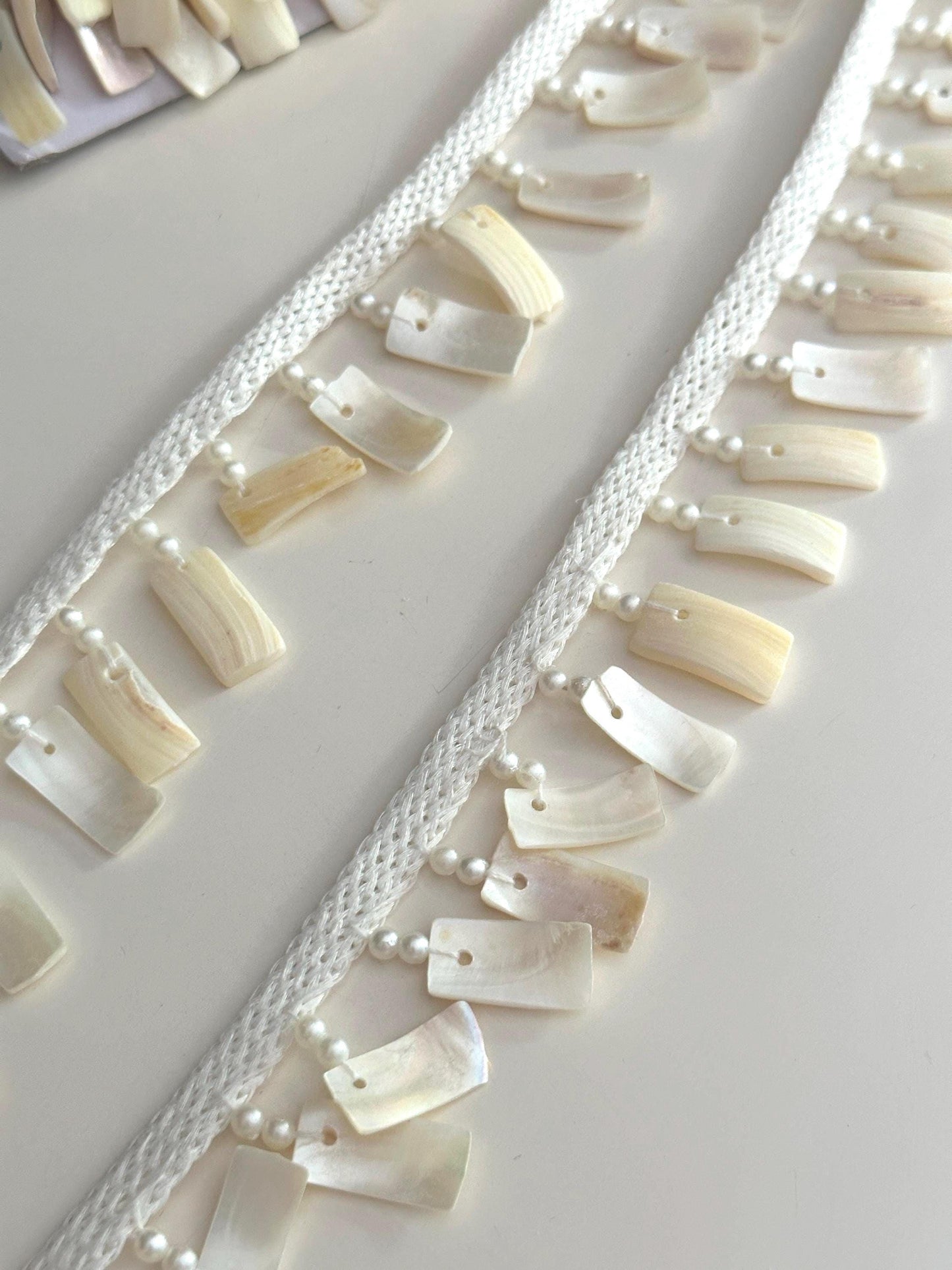 Stone Pearl Shell Decorative Tassel Lace Handmade Latkan Trim Beaded Tassel Border