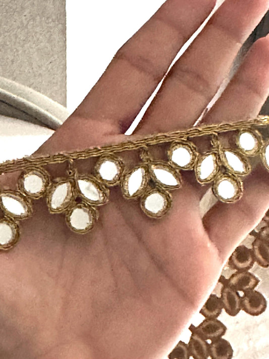 Flower Pattern Bridal Fabric Choker Antique Gold