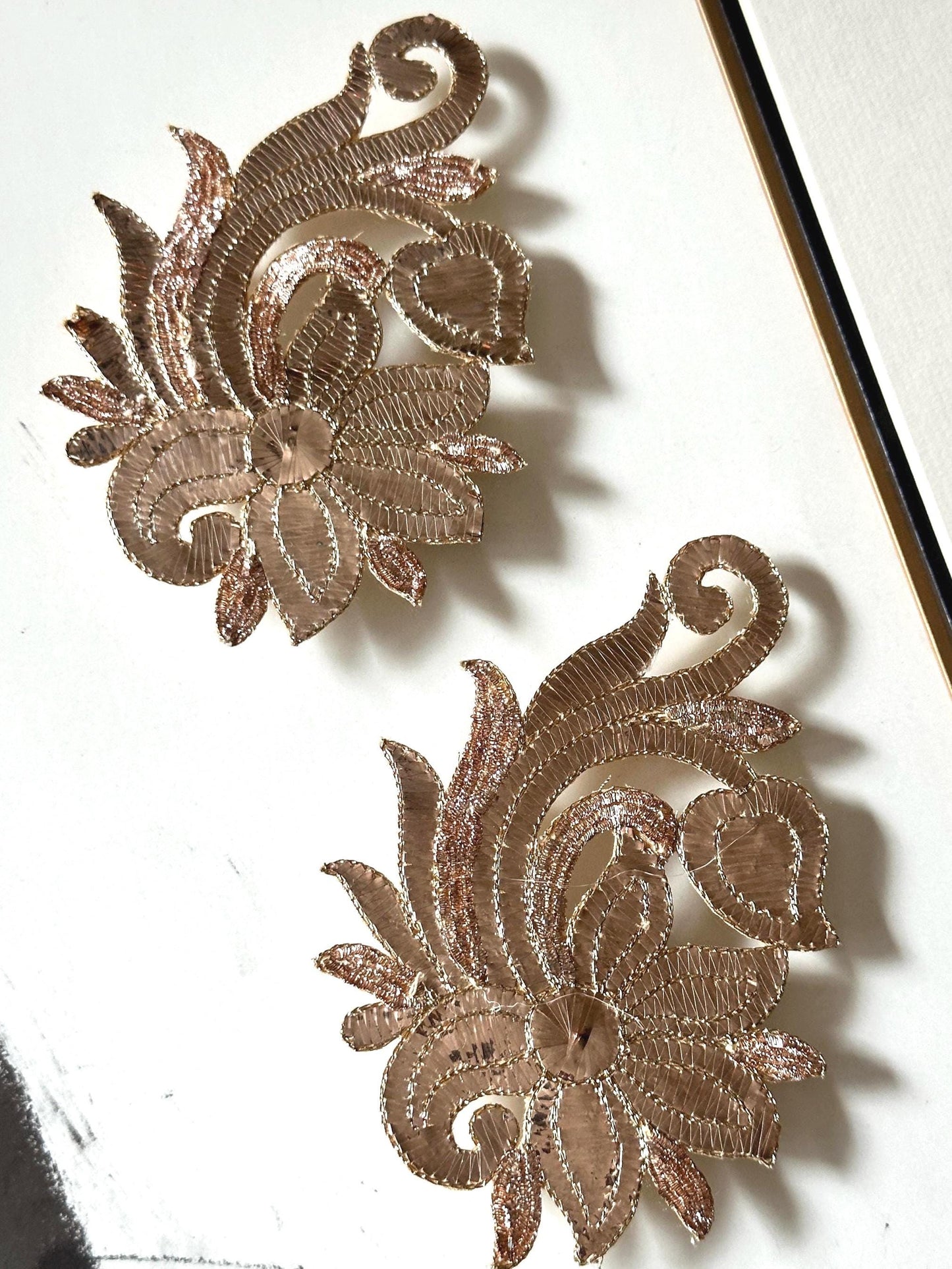 Handmade Indian Zardosi Bullion Applique Patch For Boho Beach Dress Bridal Gown