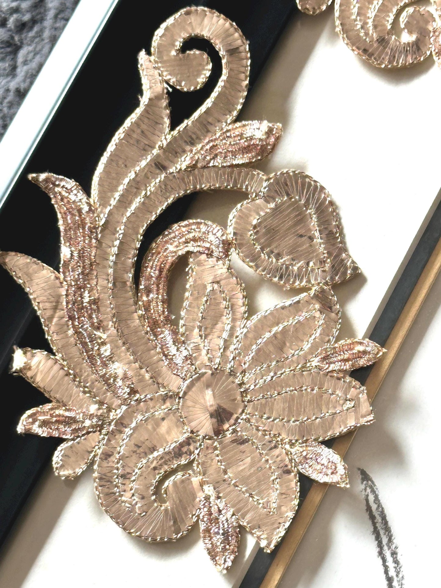 Handmade Indian Zardosi Bullion Applique Patch For Boho Beach Dress Bridal Gown