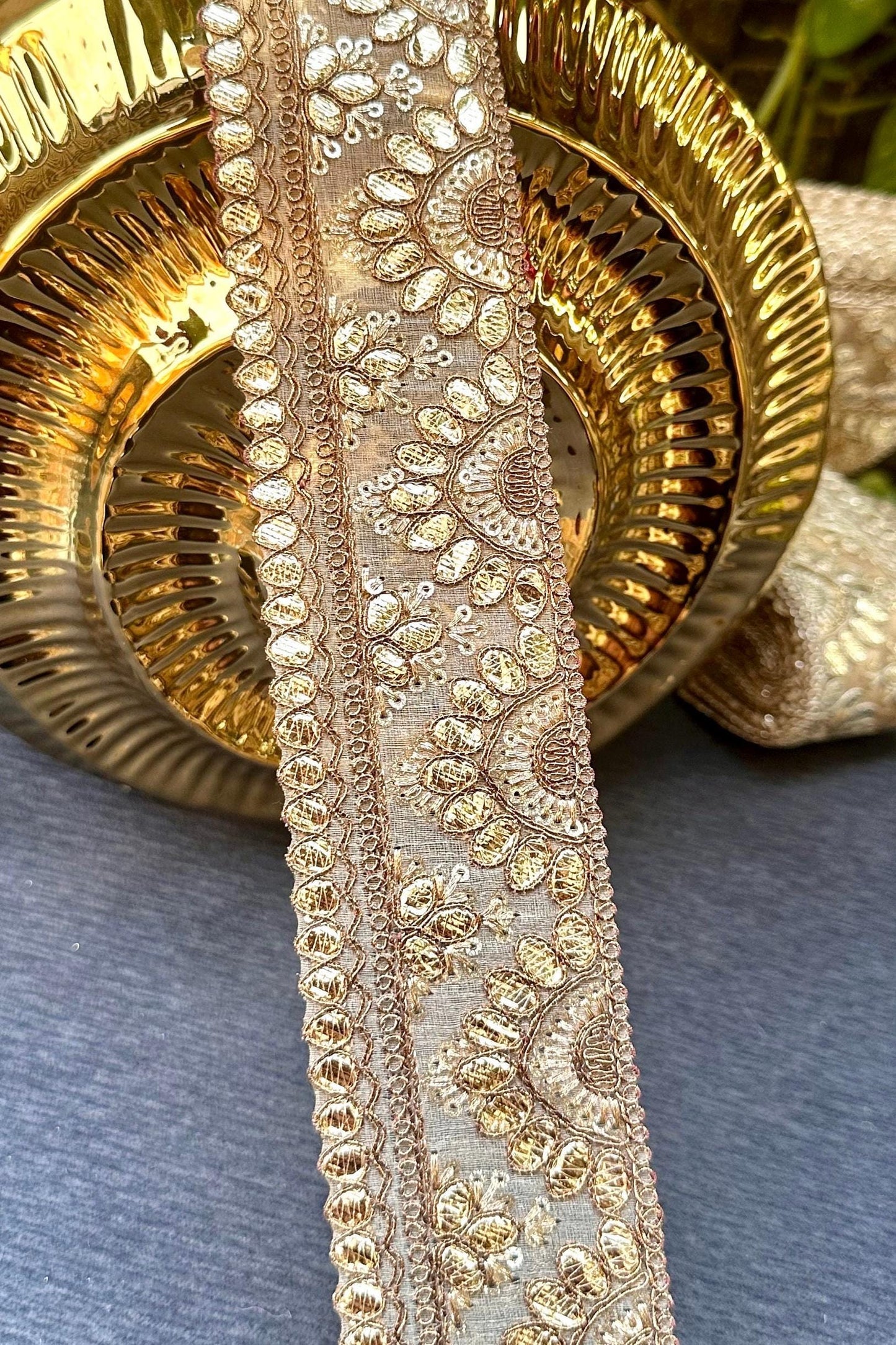 Gota Patti Embroidered Indian Border 5cm Bridal Belt Wedding Dress Decorative Indian Lace