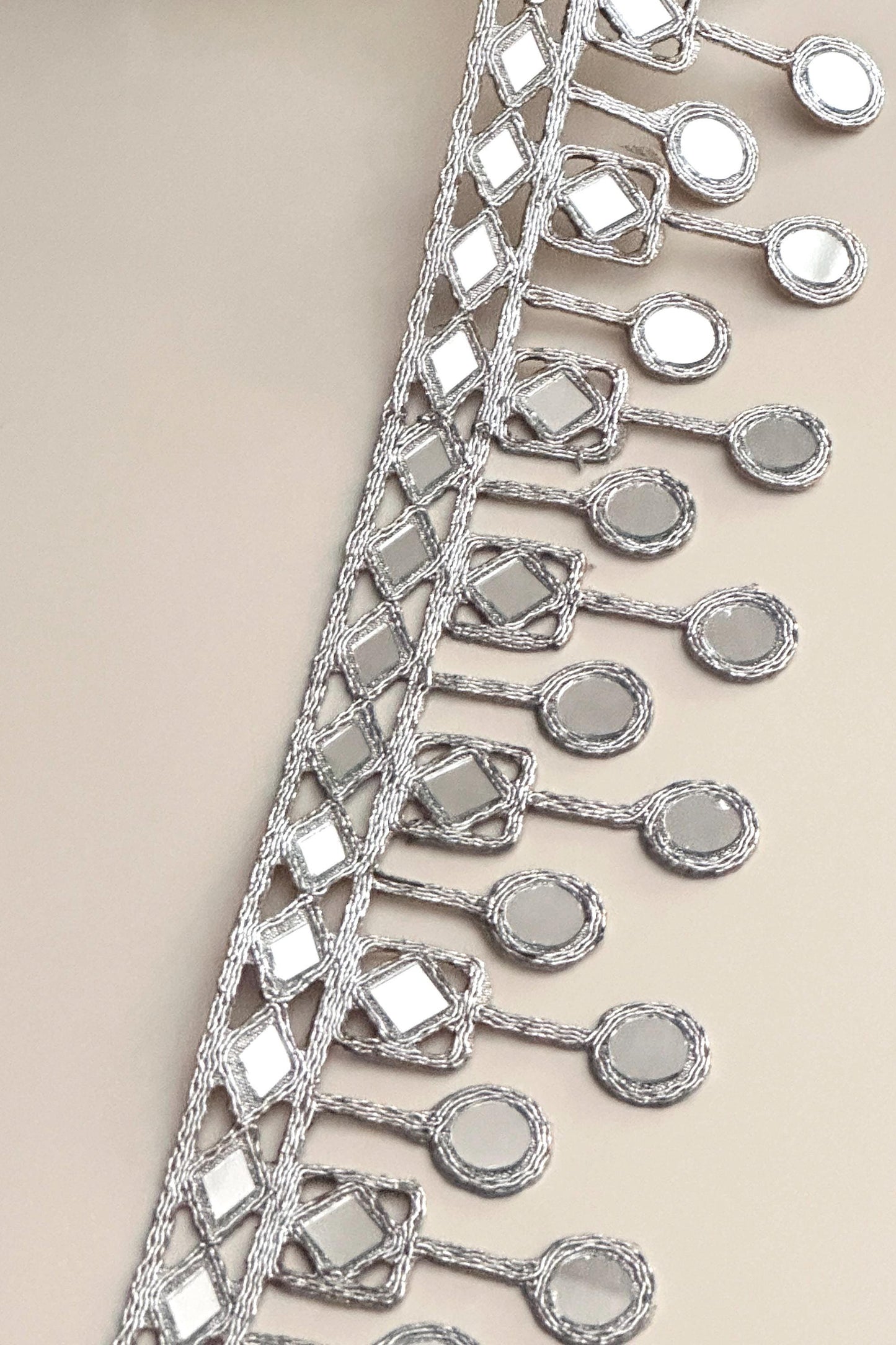 Mirror Trim 7cm Silver Hand Crafted Mirror Band Suspended Mirror Belt Embroidery