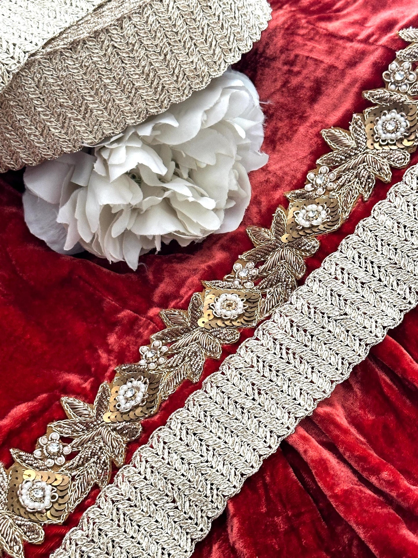 Metallic Gold Lace Trim Ribbon Indian Fabric Lace Embellishment for Crafting Sewing Party Trim