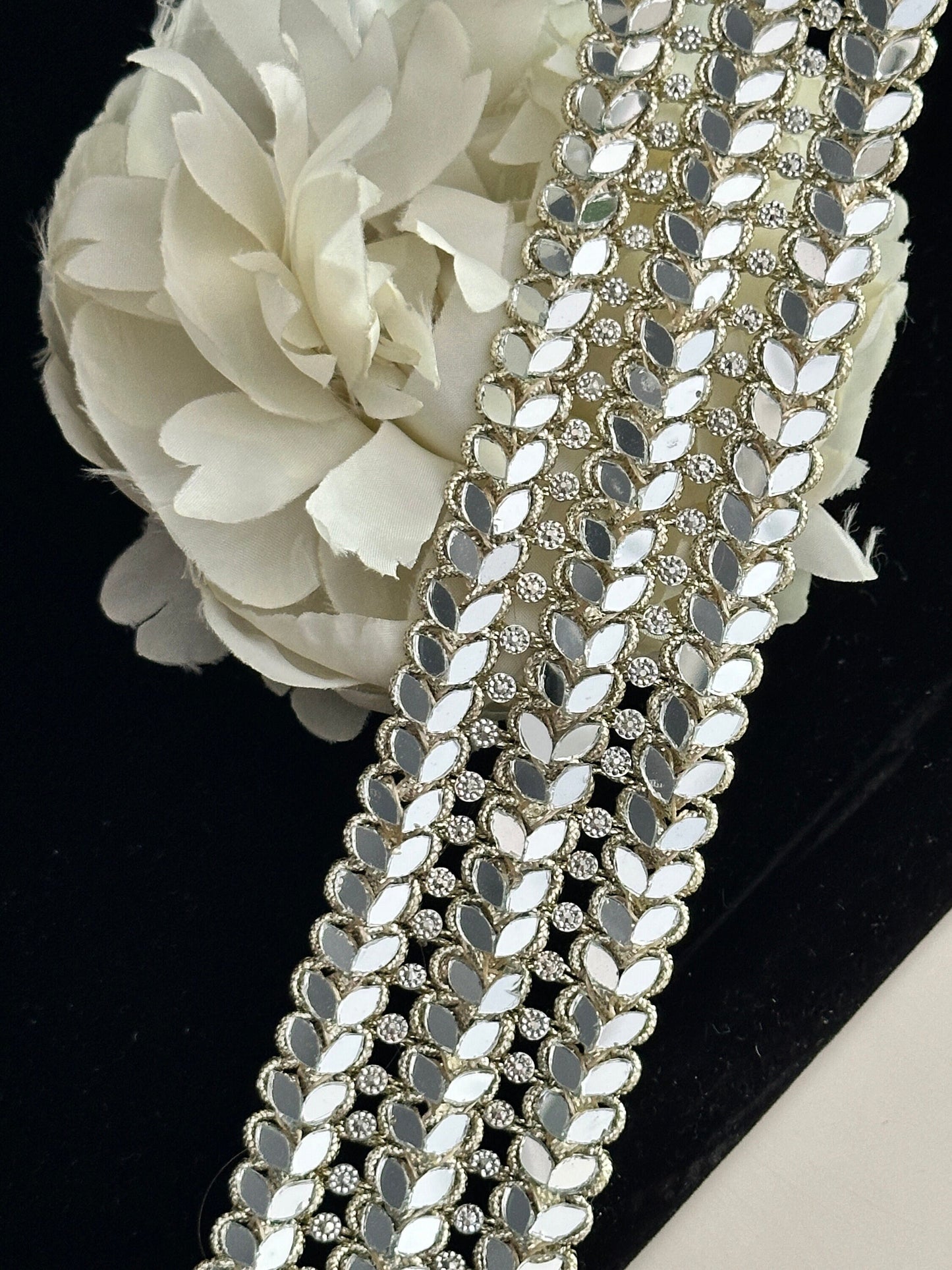 Sparkly Gold Mirror HandCrafted Bridal Belt Sash for Wedding Dress Festive