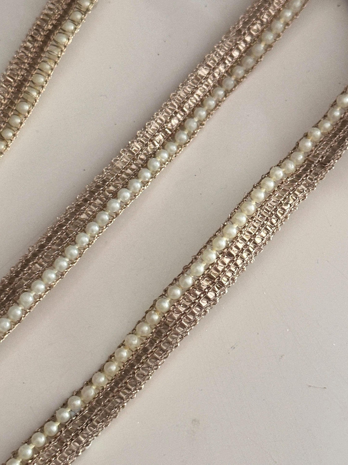Pearl Seed Indian Lace Gold Edging Crafting Lace Thin 0.5cm Sari Dupatta Trim