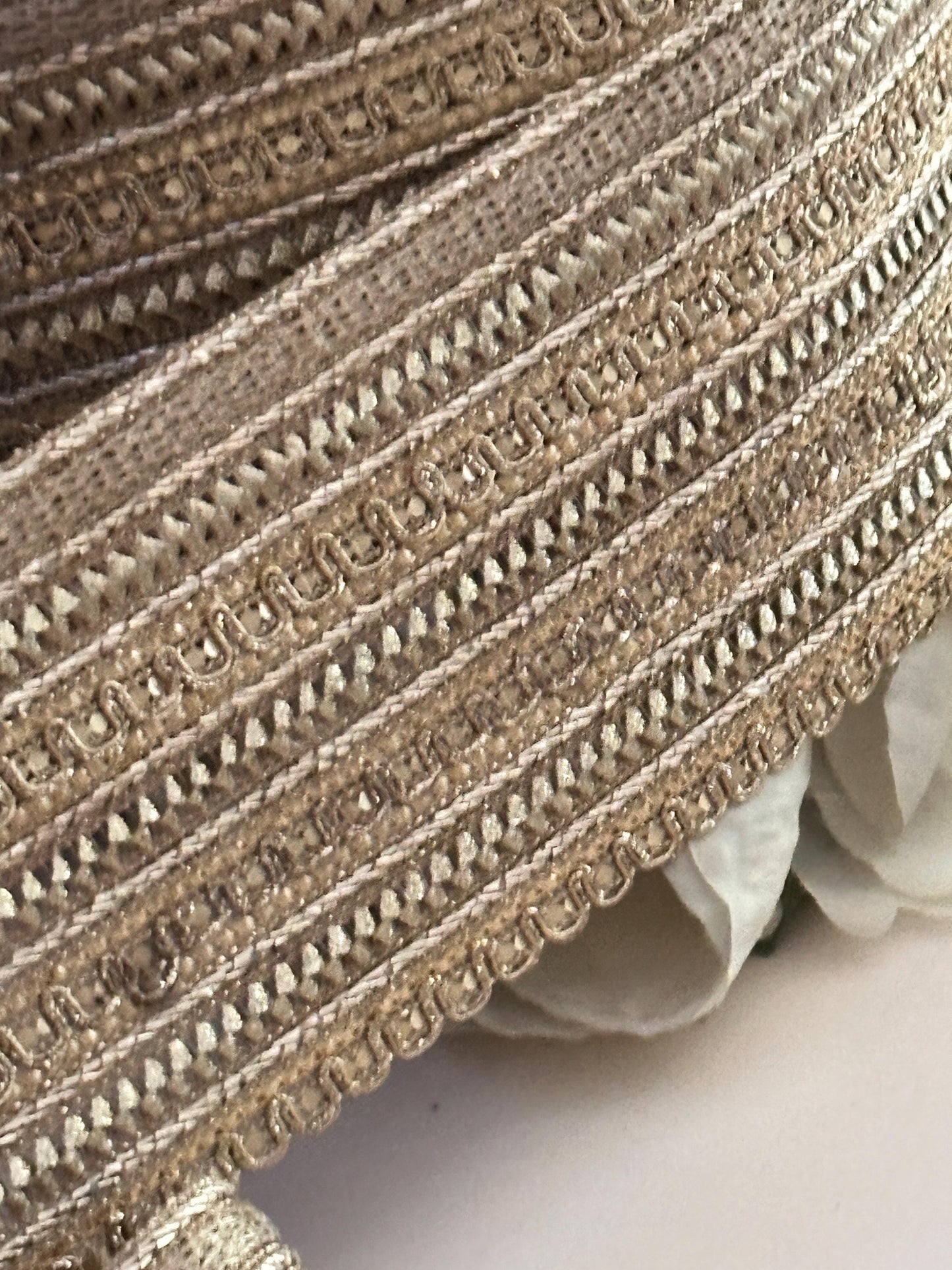 Metallic Gold fabric Indian lace Trim 7cm Decor & Crafting Ribbon for festive wear bridal gowns
