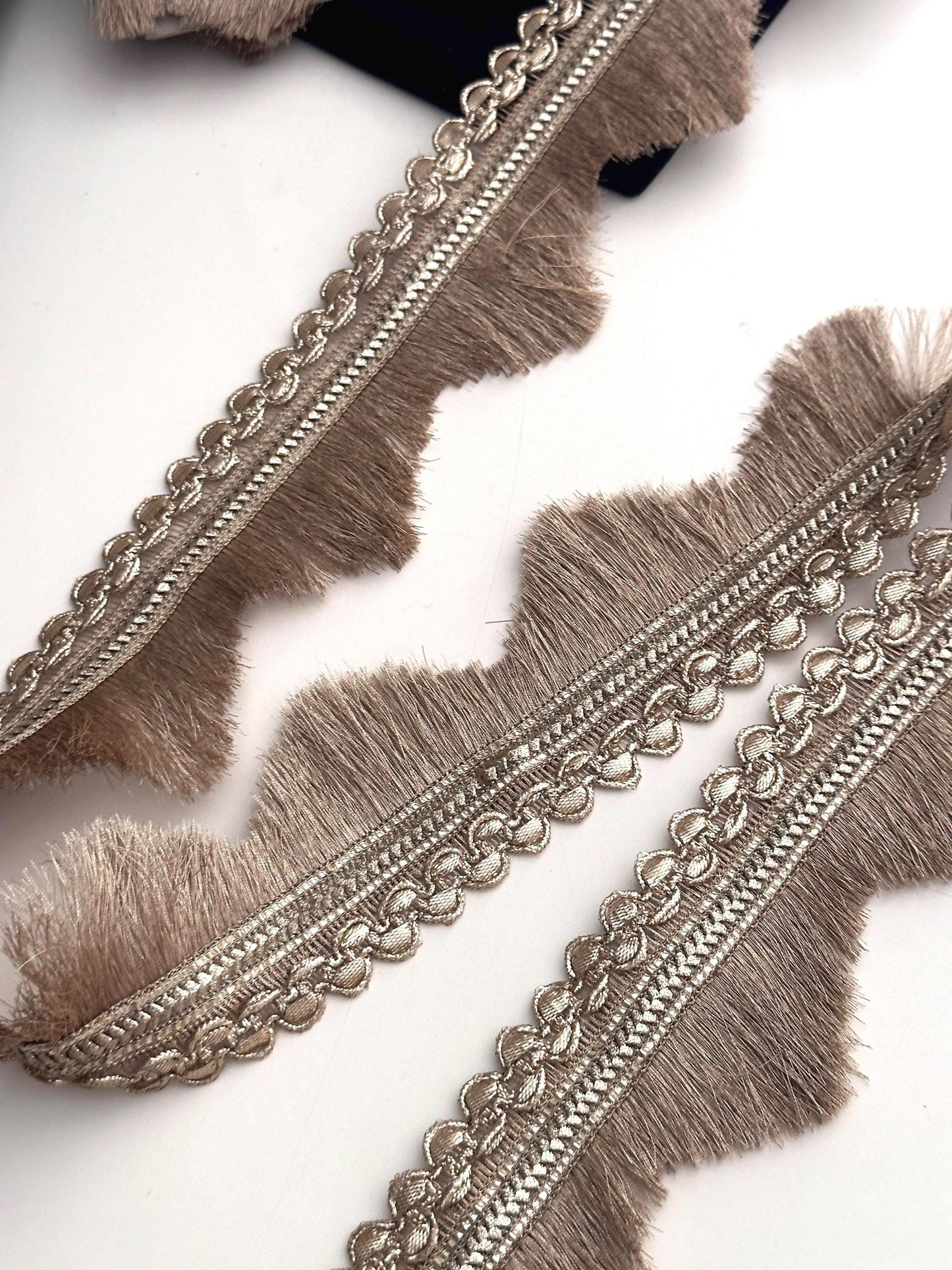 Gold Metallic Fringe Gold Trim Fringe Tassel Saree Border Lace Wedding Gown Tassel Lace Trim