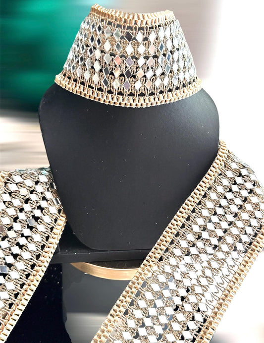 Choker Lace Trim Belt Sash Gold