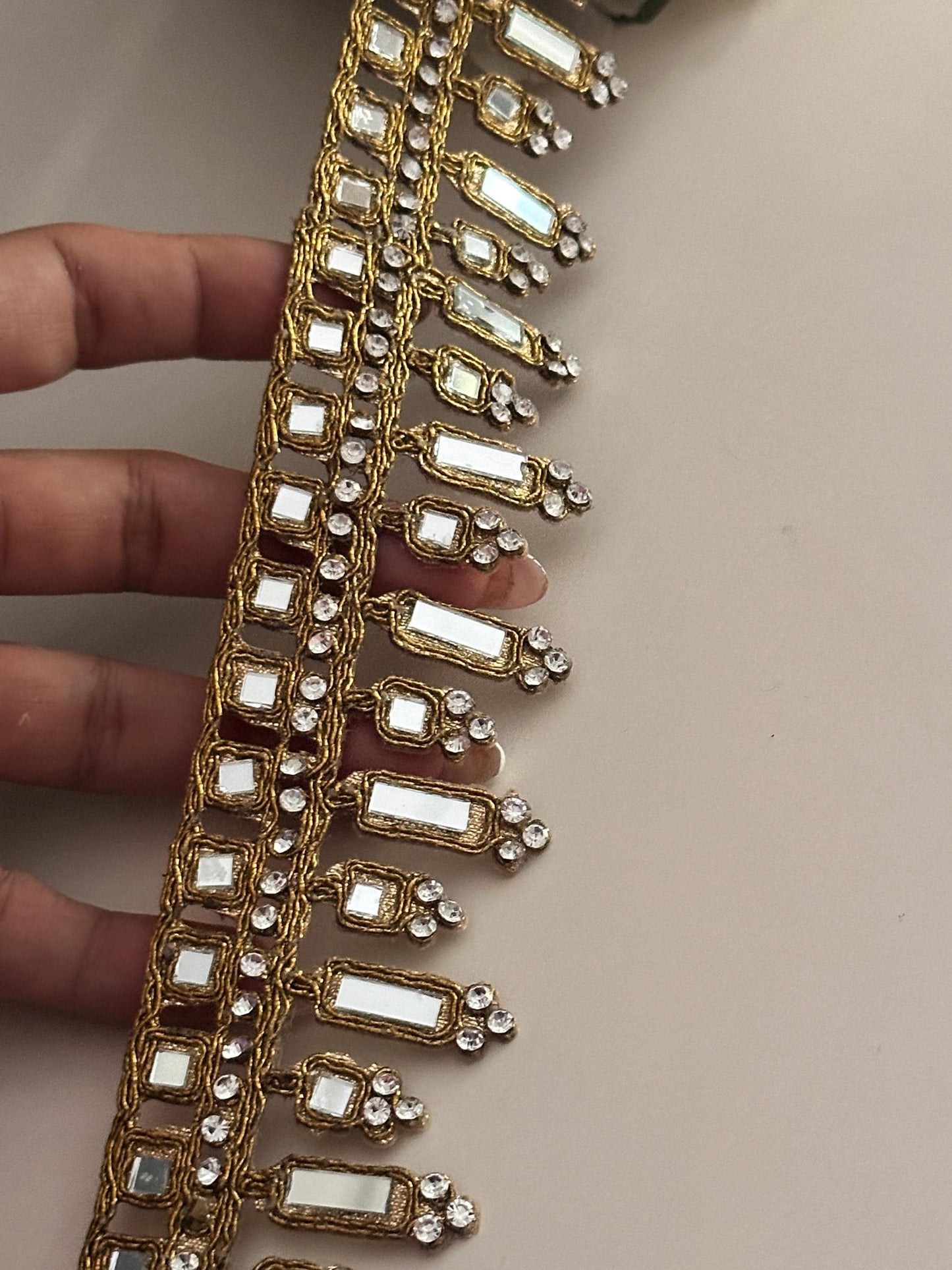 Glamorous Antique Gold Mirror Costume Add On Bridal Belt Sash for Wedding Dress