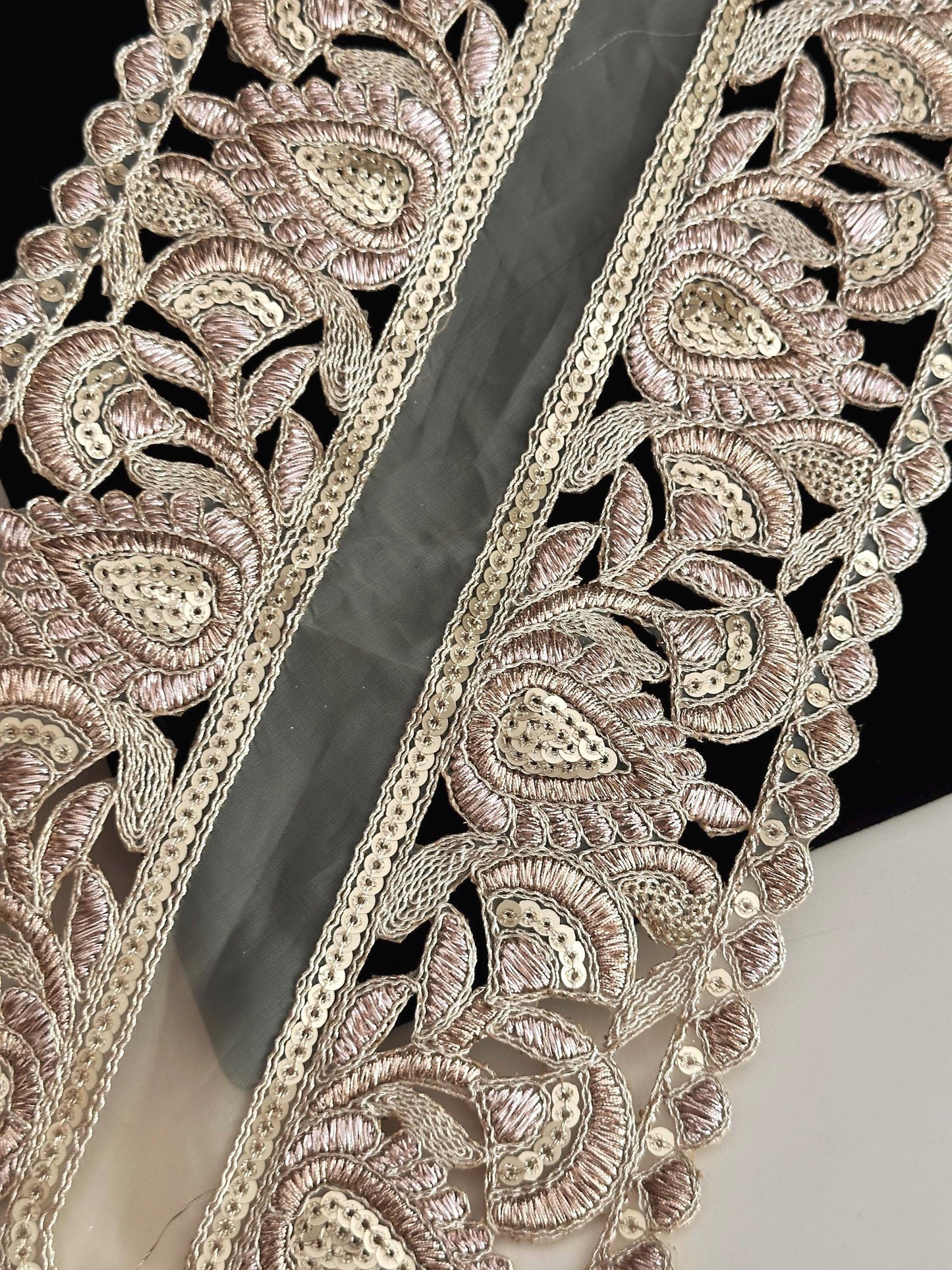Neckline Patch Sequin Embroidered Indian Applique Patch For Traditional Indian Wear