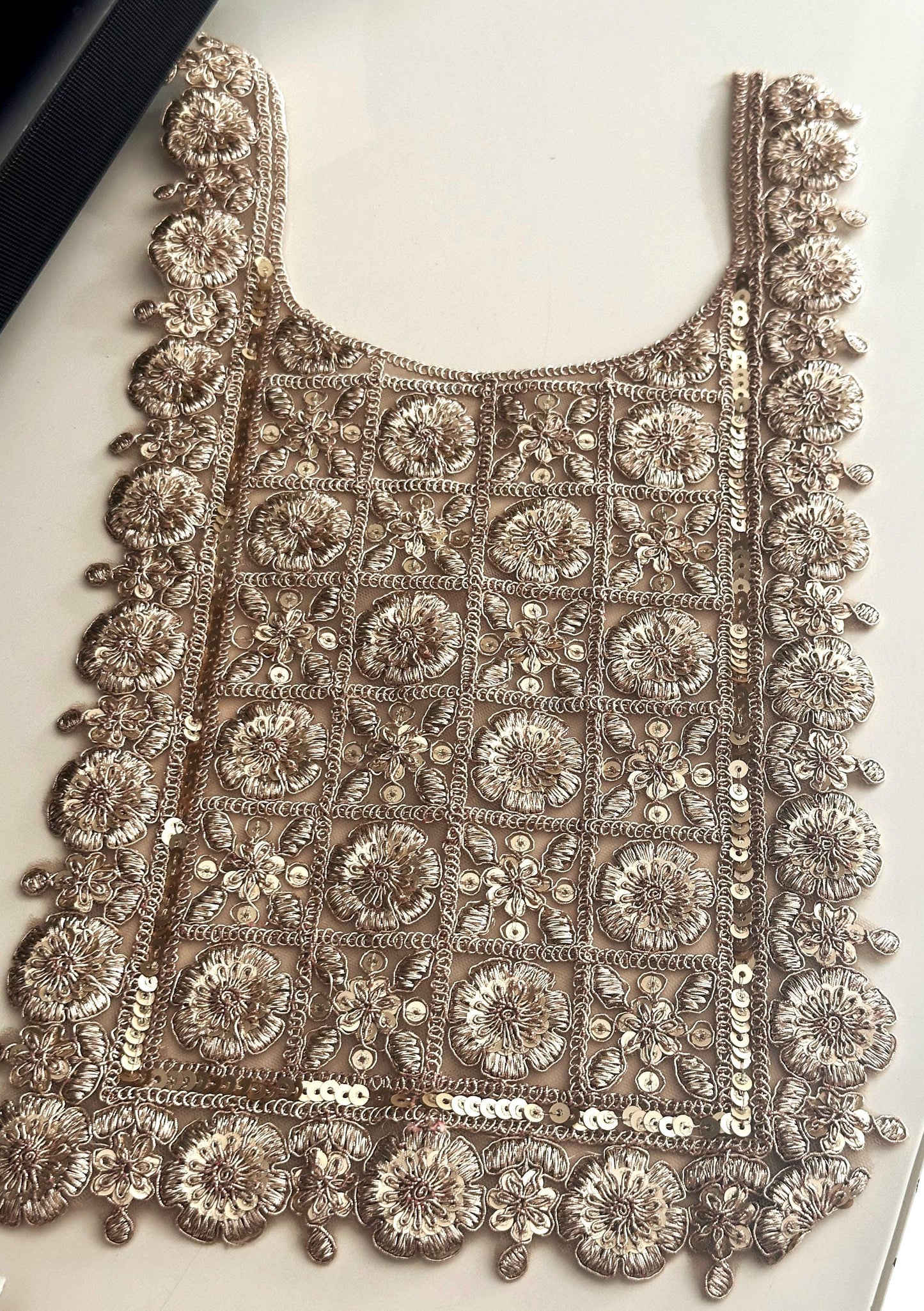 Neckline Patch Applique Indian Zari Thread work Patch Minimalist Applique Patch