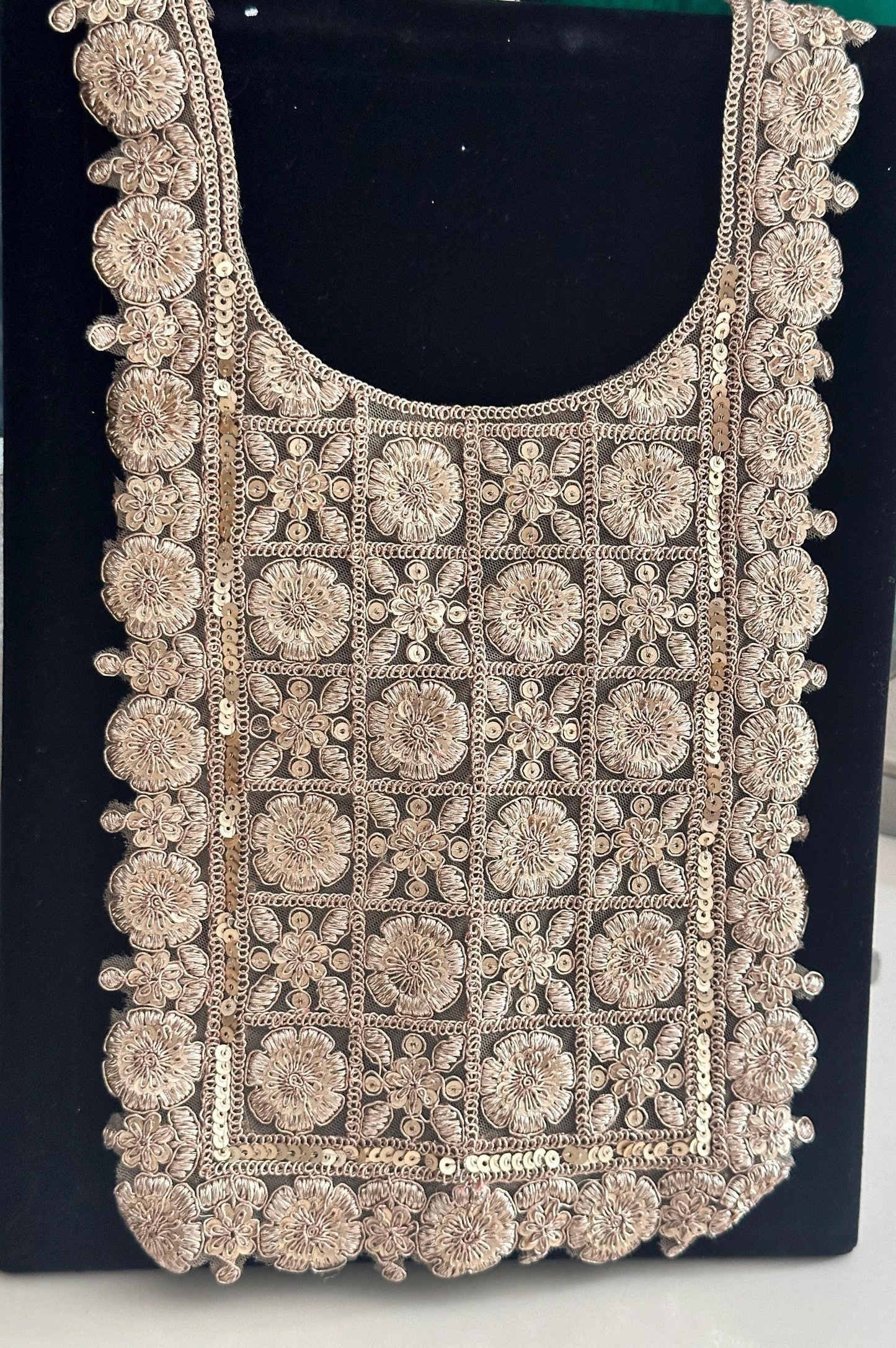 Neckline Patch Applique Indian Zari Thread work Patch Minimalist Applique Patch