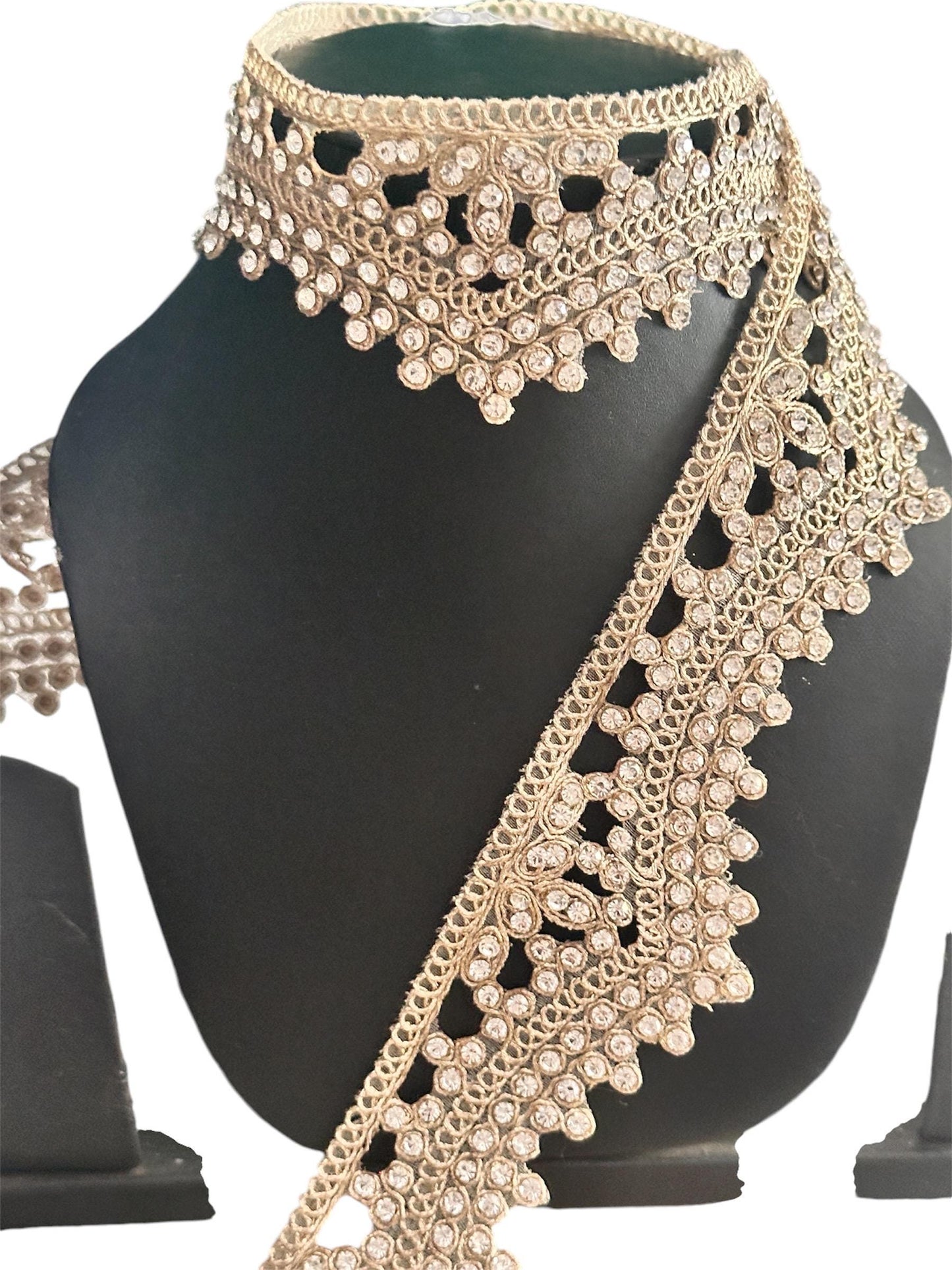 RhineStone Bridal Headpiece & Wedding Veil Trim Fabric Rhinestone Waist Band