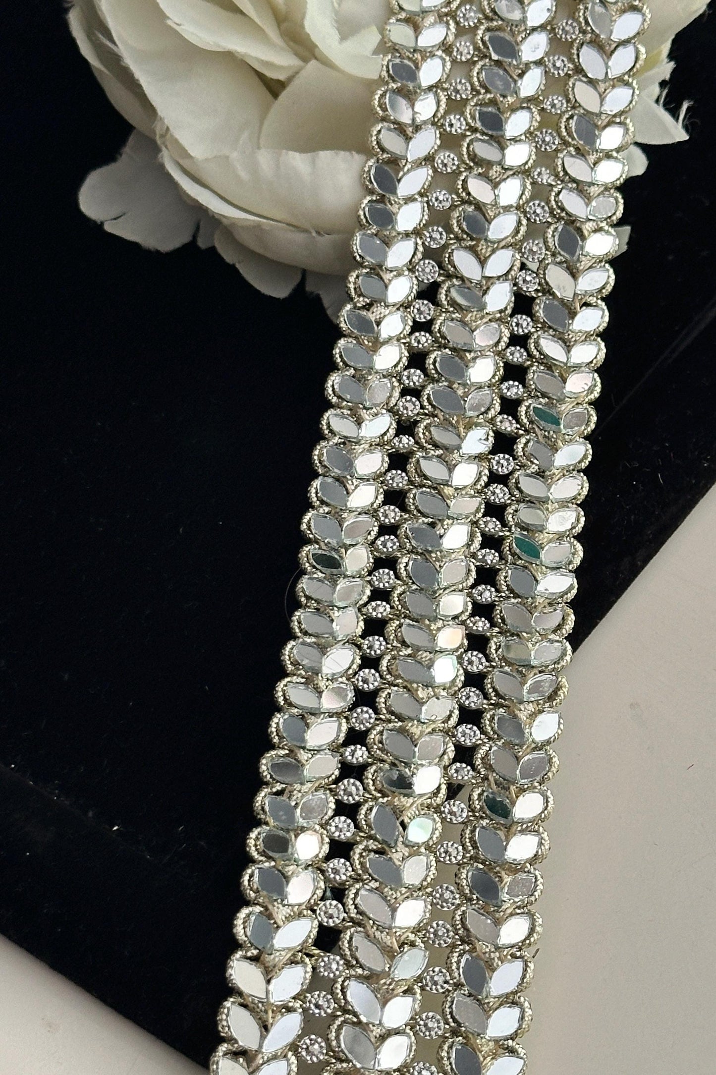 Sparkly Gold Mirror HandCrafted Bridal Belt Sash for Wedding Dress Festive