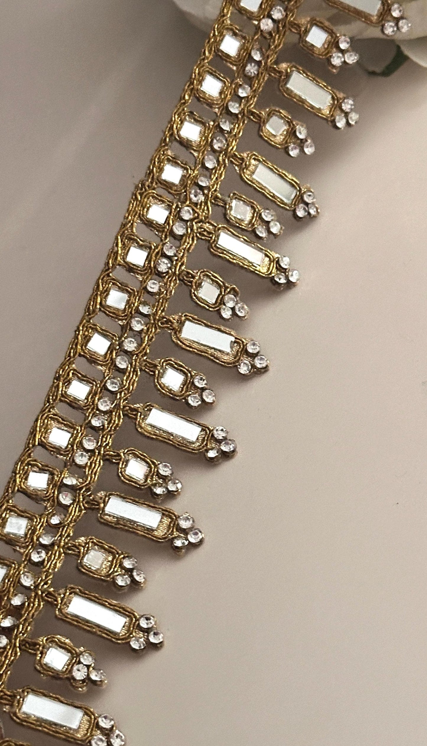 Glamorous Antique Gold Mirror Costume Add On Bridal Belt Sash for Wedding Dress