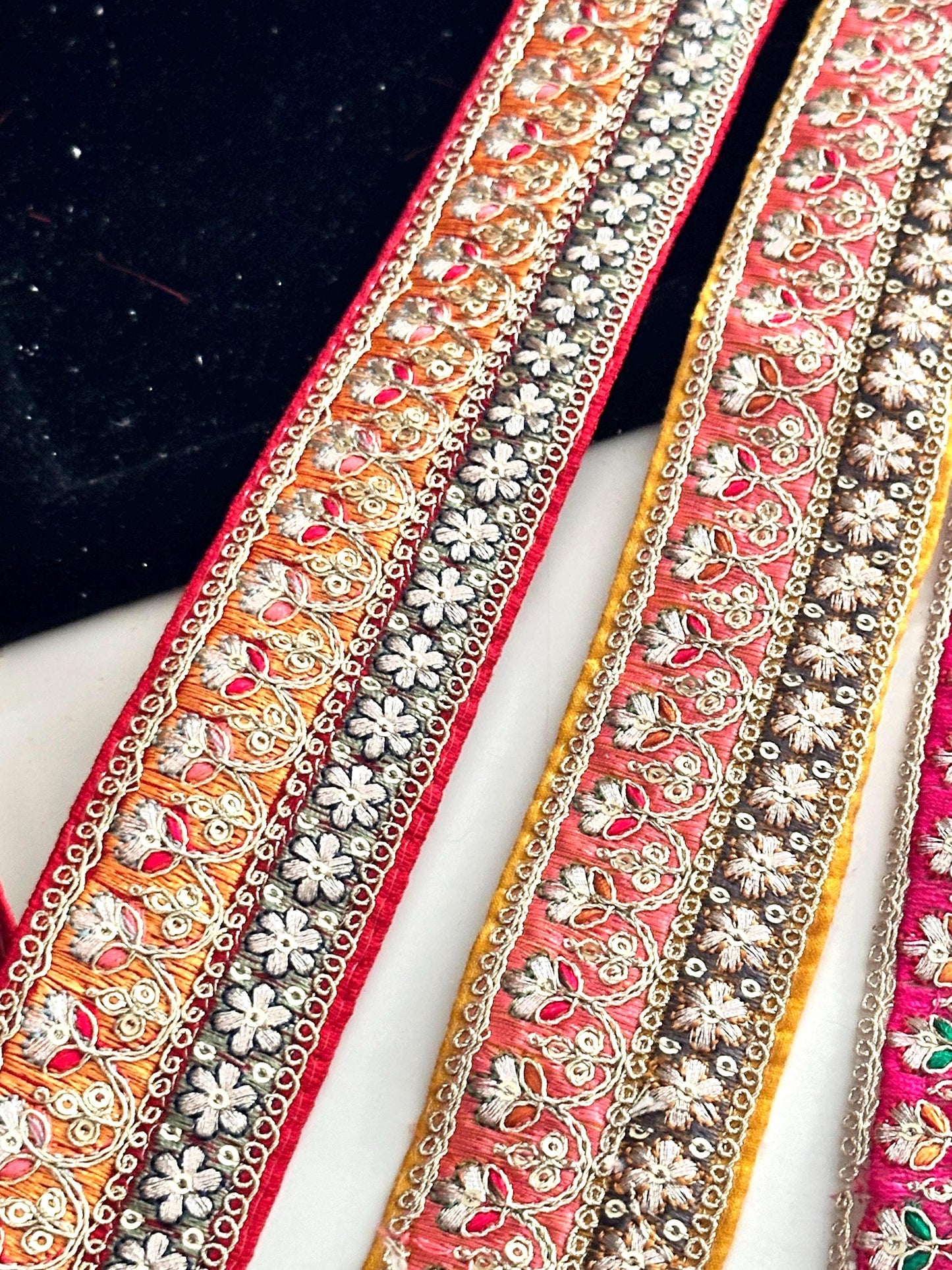 Bridal Traditional Indian Lace For Saree Lehnga Festive Night Zari Jewel Tone Border Trim