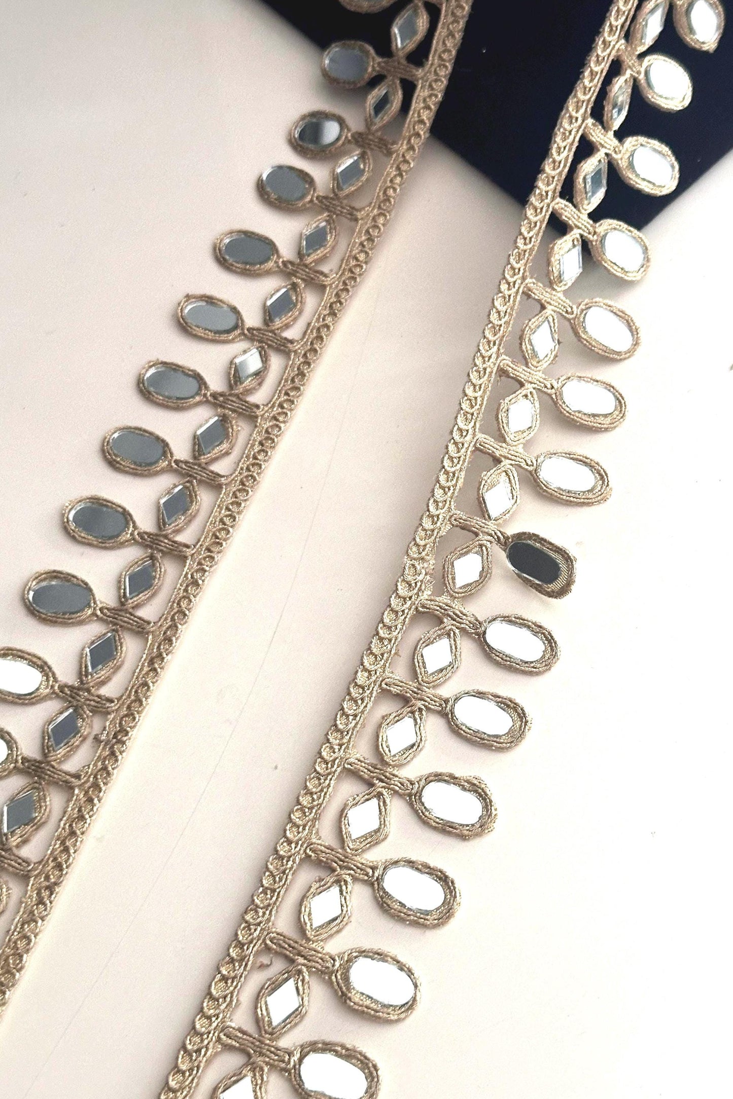 Choker Band Fabric Lace trim Indian Mirror Lace For Rave parties Musical Festival
