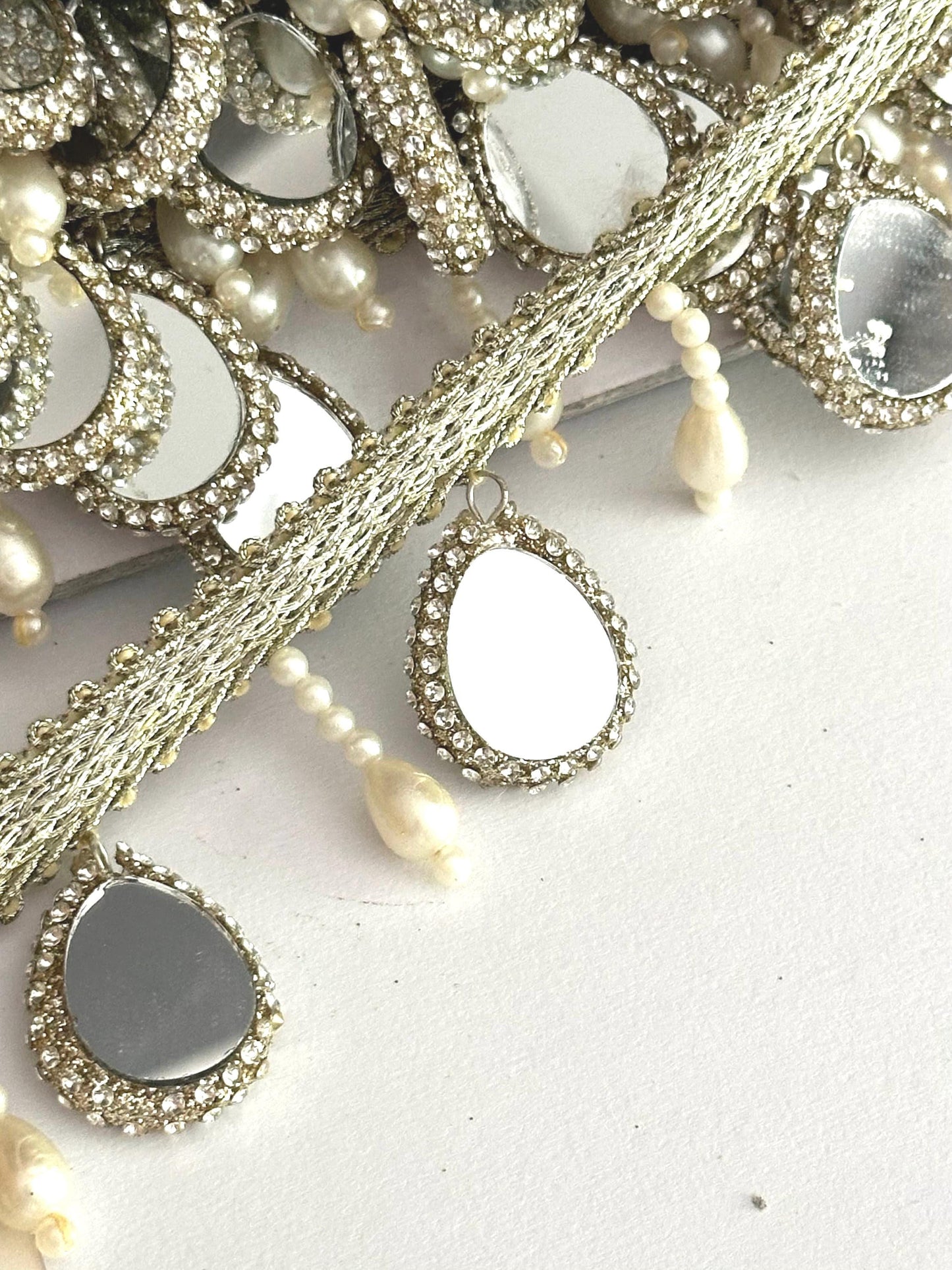 HandCrafted Pearl Decorative Tassel TearDrop Pearl Real Mirror Latkan 5cm
