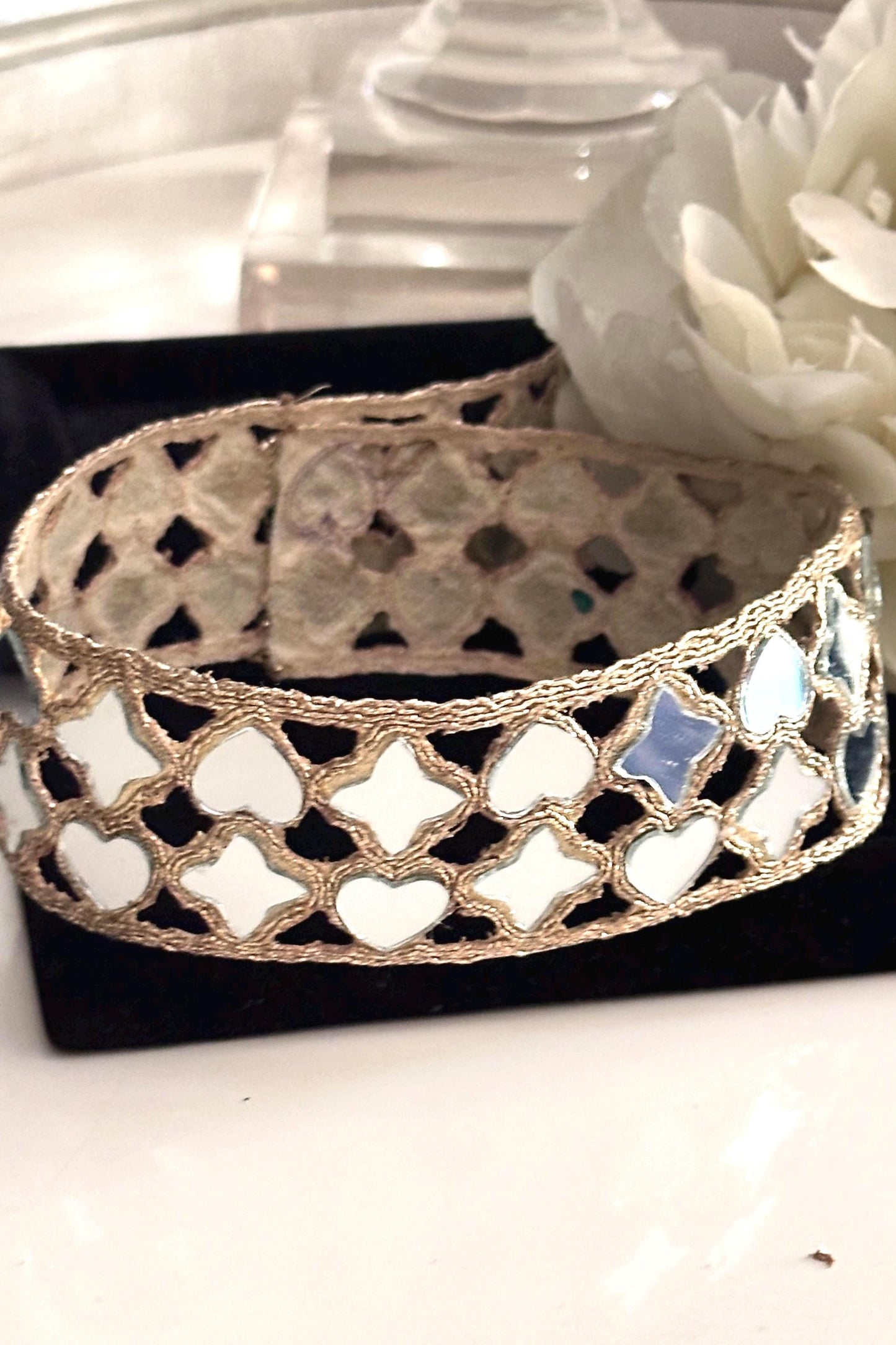Bridal Choker Lace Heart Mirror Fabric Lace Custom Fashion Music Festival Accessory