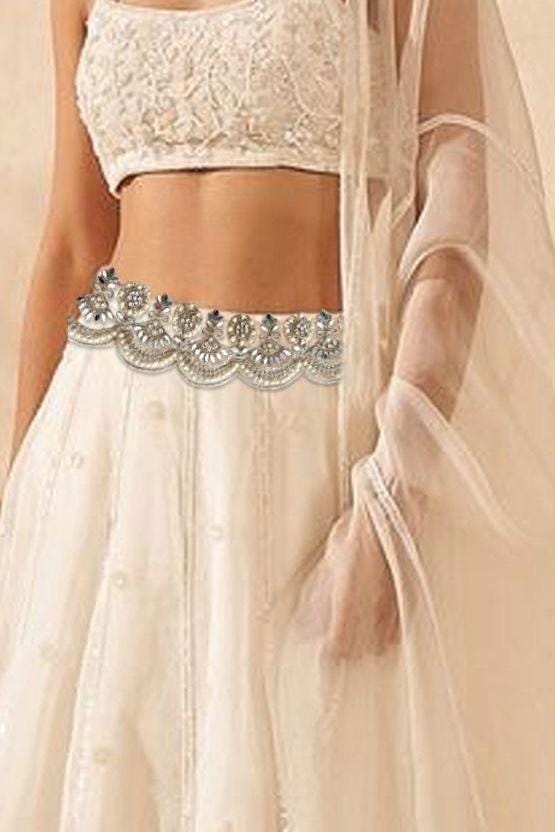Light gold pearl bridal lace Zircon Embellished wedding gown lace veil Trim