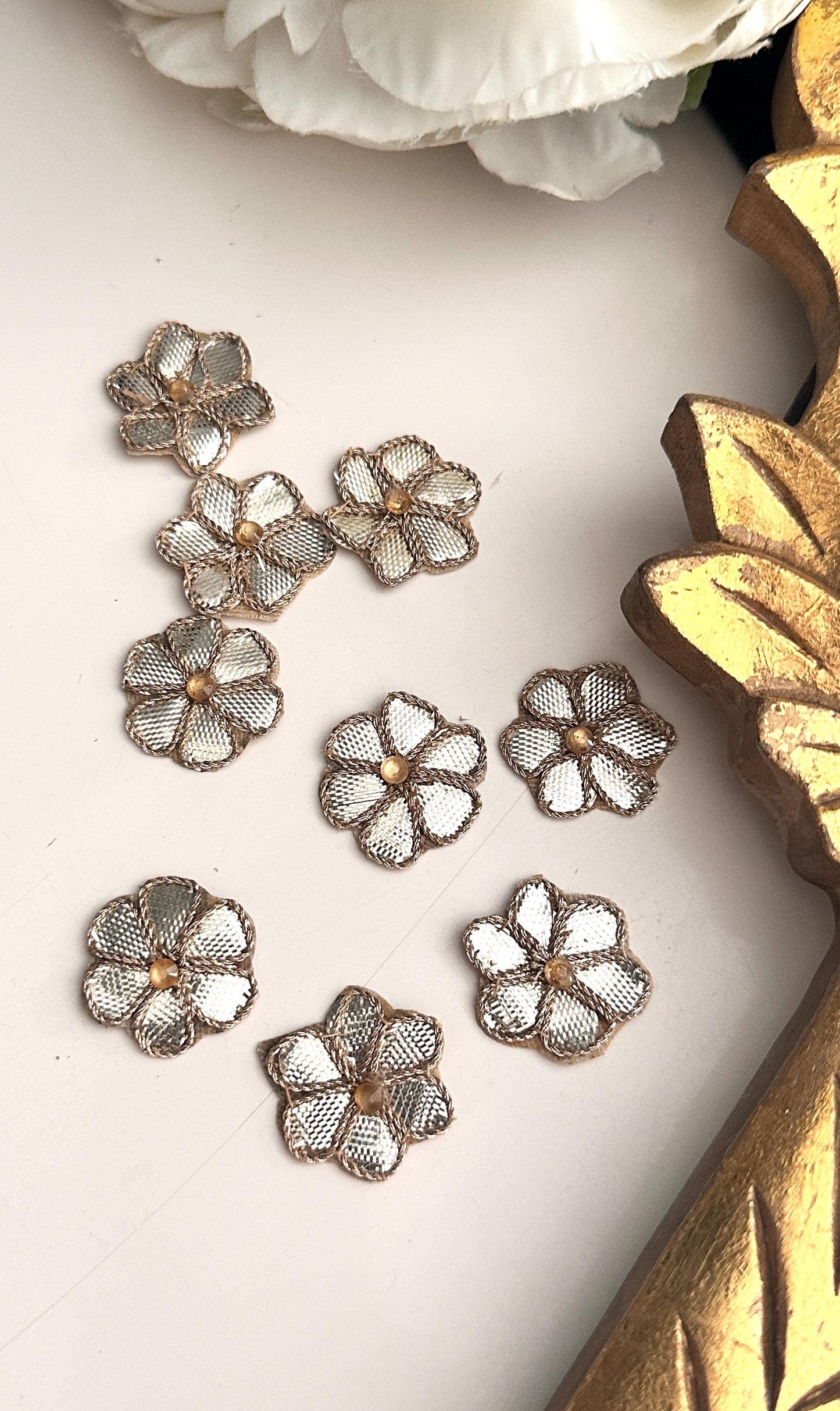 Applique Patch Bullion Zardosi Handmade 25pc Embellished Appliques Sewing