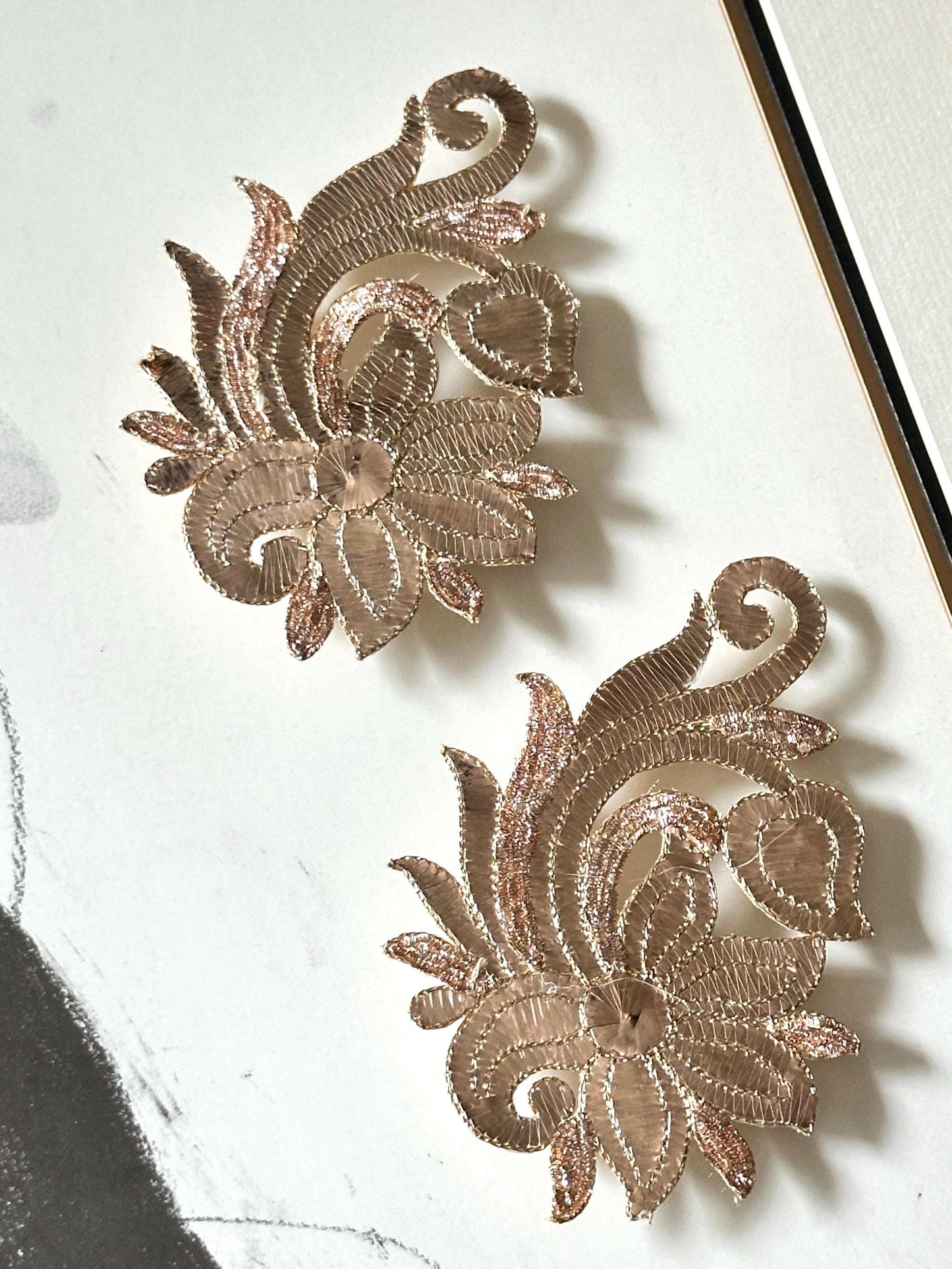 Handmade Indian Zardosi Bullion Applique Patch For Boho Beach Dress Bridal Gown