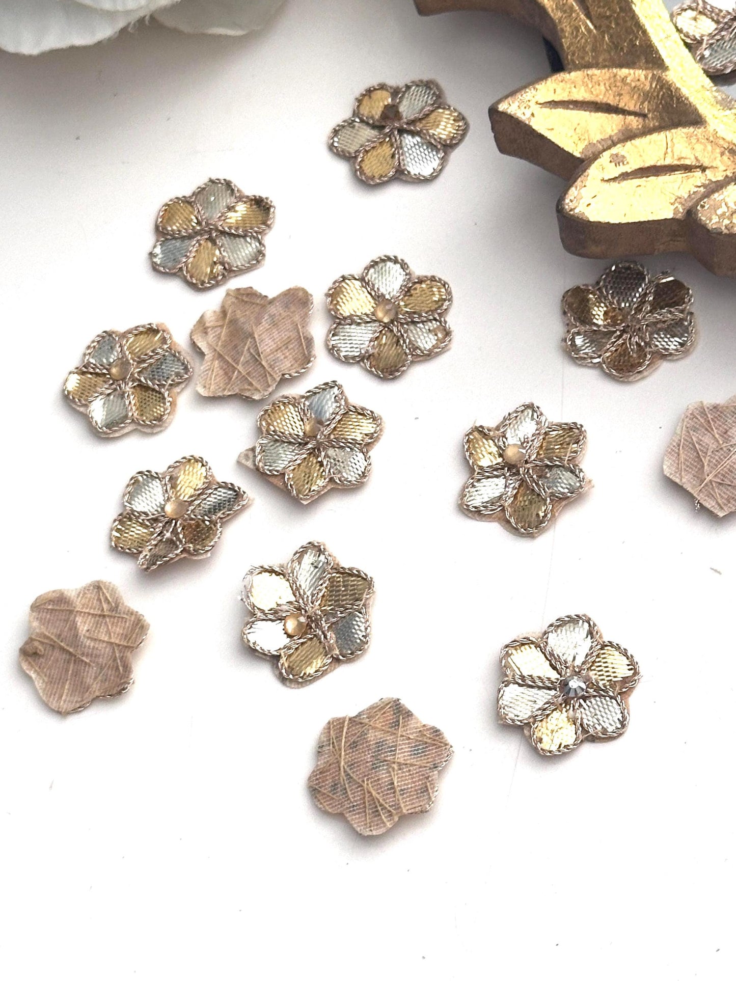 Applique Patch Bullion Zardosi Handmade 25pc Embellished Appliques Sewing