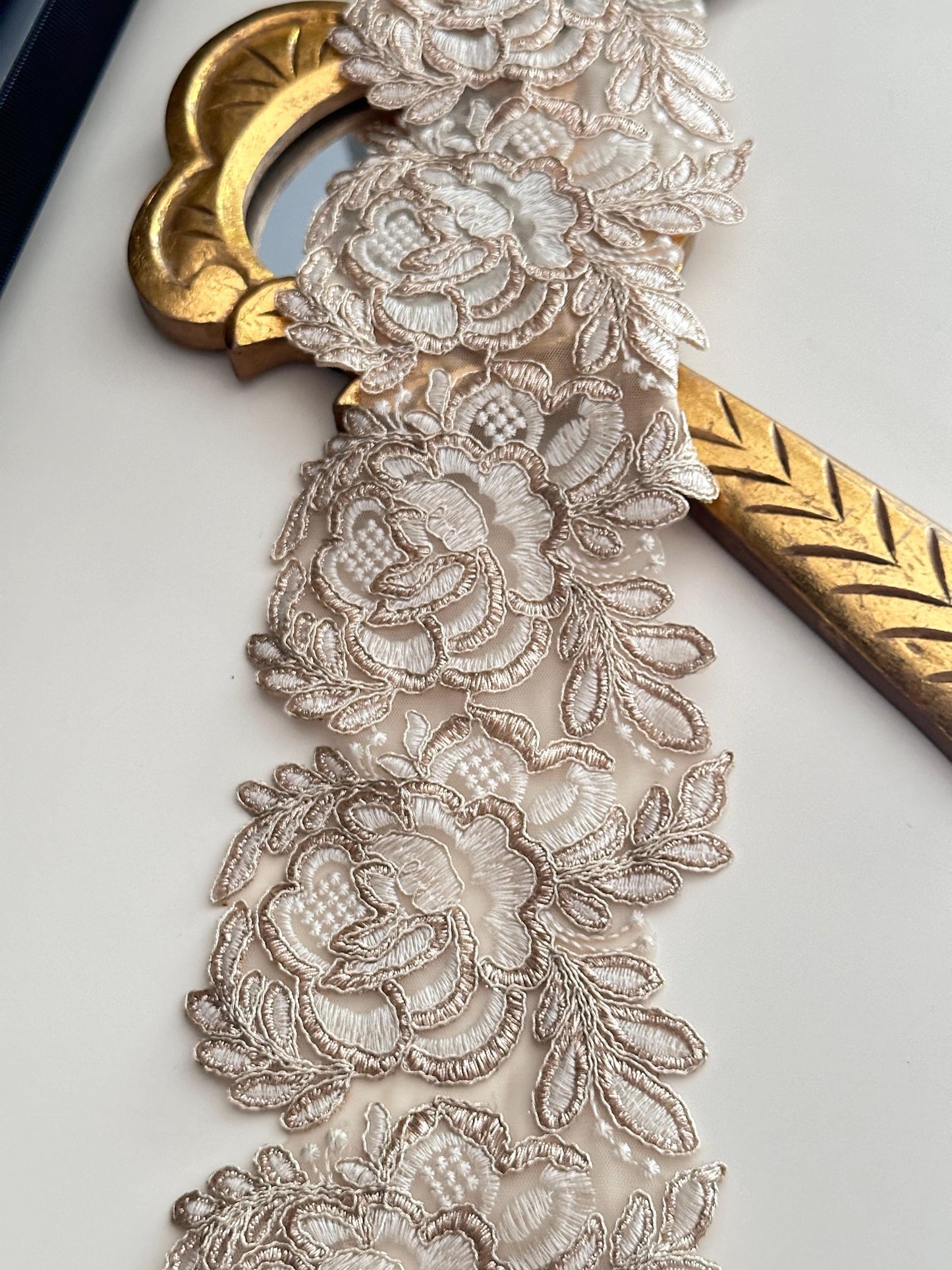 Applique Bridal Veil Lace Trim Blush Pink