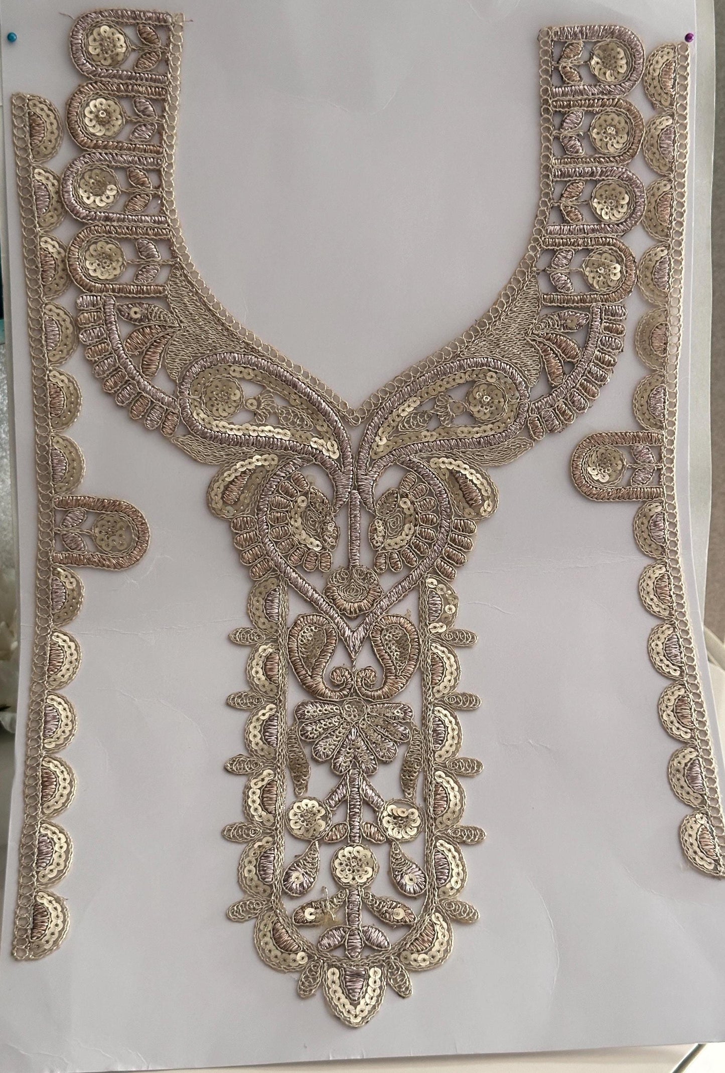 Metallic Gold Neckline Patch Floral Embroidered Bodice Patch For Designer Indian dress Bride And Bridesmaid Dress Gift For Mom Wedding dress