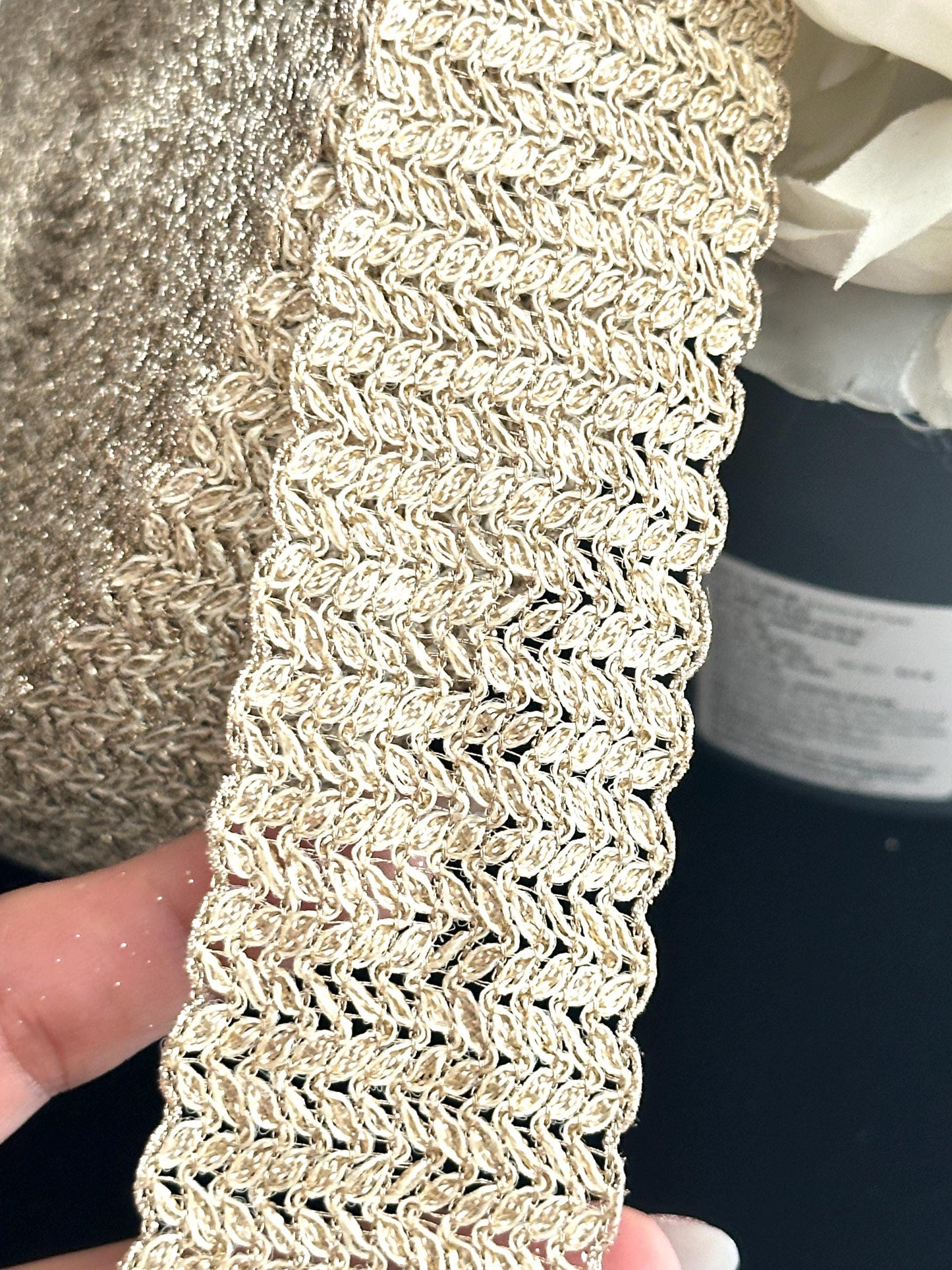 Metallic Gold Lace Trim Ribbon Indian Fabric Lace Embellishment for Crafting Sewing Party Trim