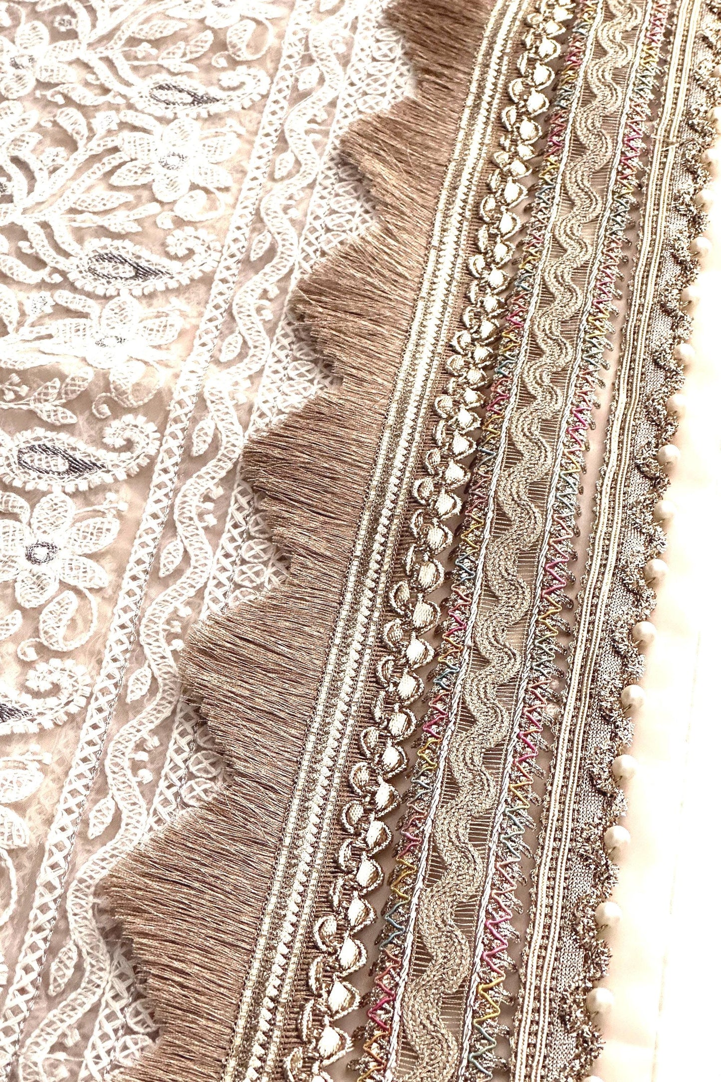 Crafting supply champagne Gold Indian Lace Trim for Decorative Bridal Belt, hats, wedding dress