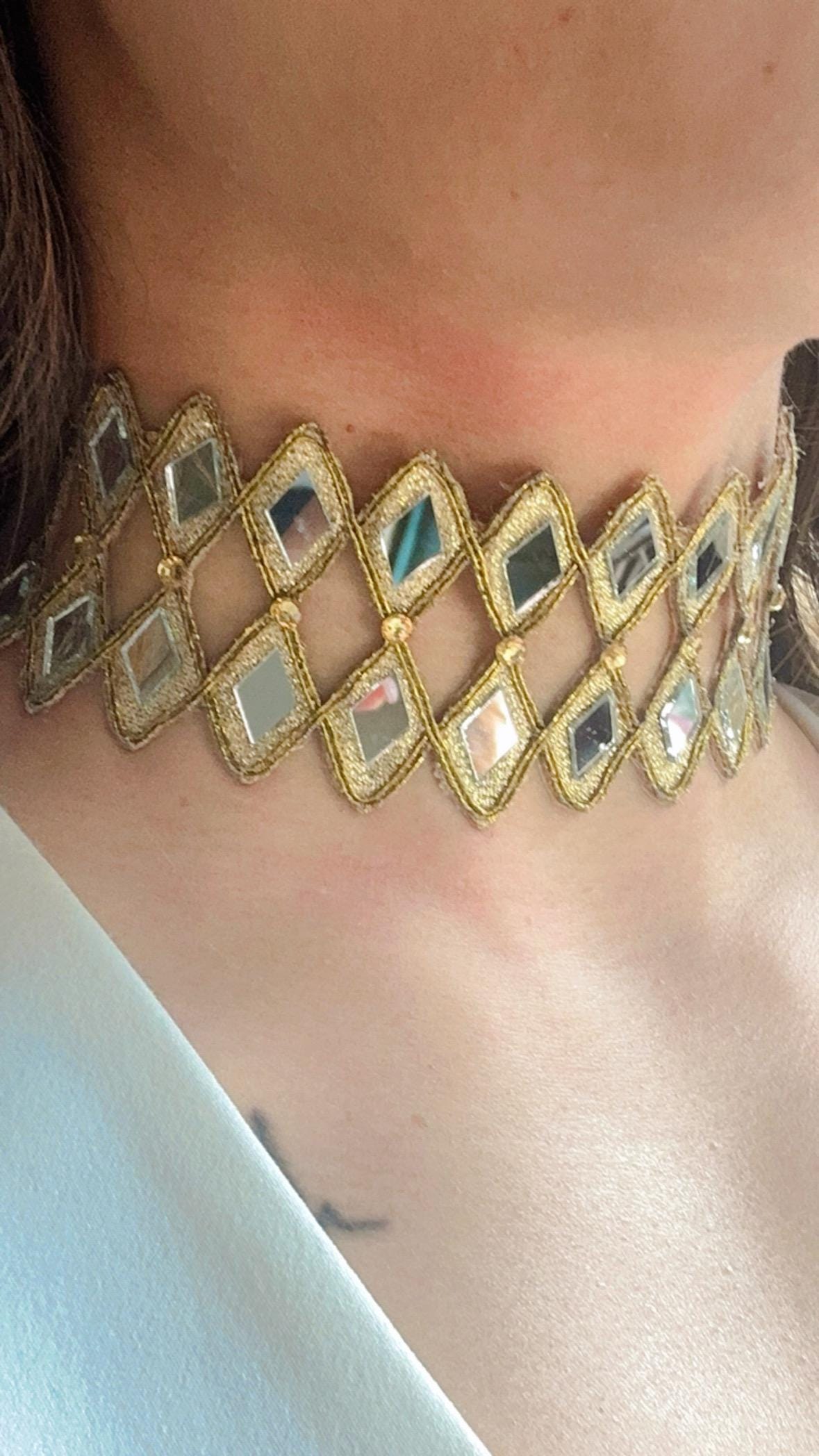 Handmade Lace Choker Necklace Unique Boho Party Jewelry for Trendy Young Style Gothic Festival & Night Out Accessory Golden Glam Choker