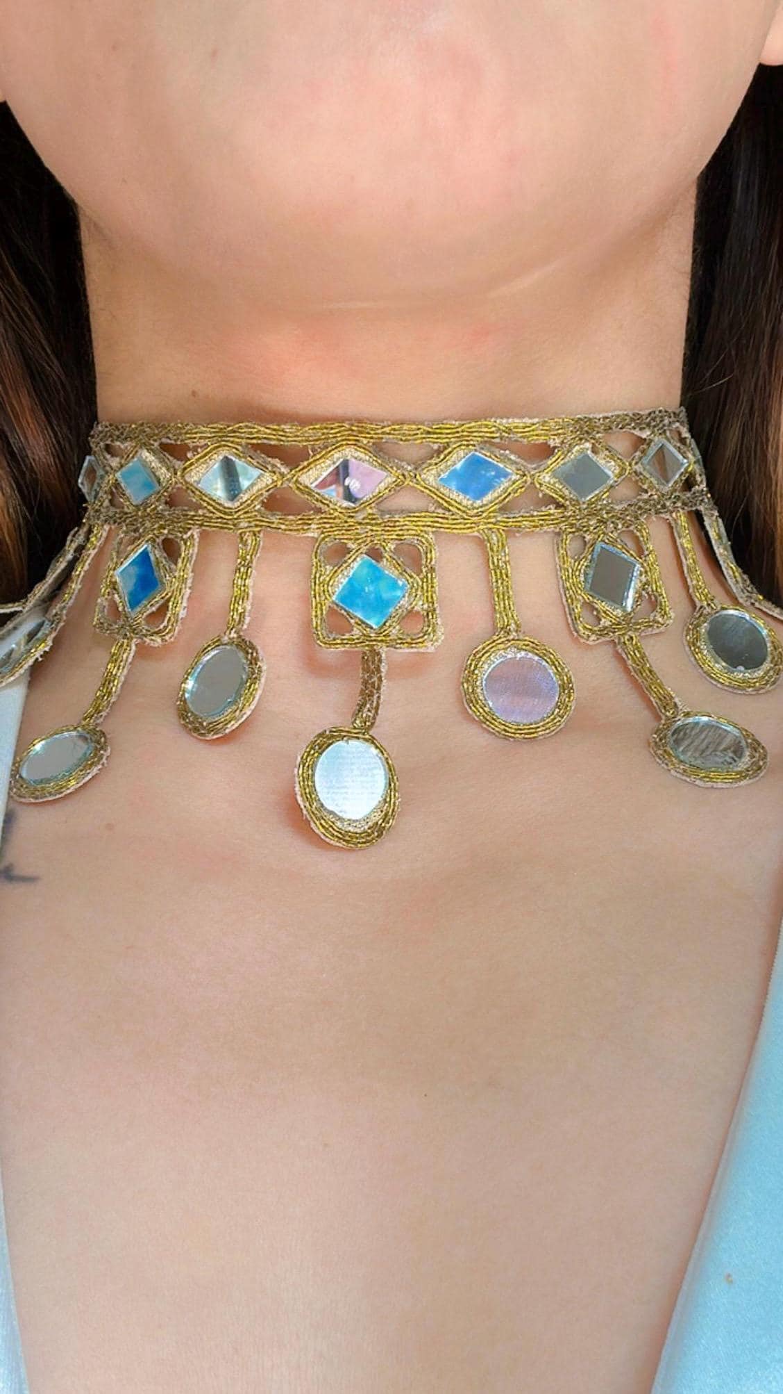 Glitter Choker Necklace Gothic Jewelry Fabric Statement Choker Handmade Party Statement Necklace Accessory