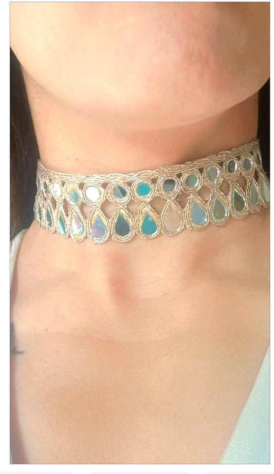 Boho Gothic Lace Choker Rose gold